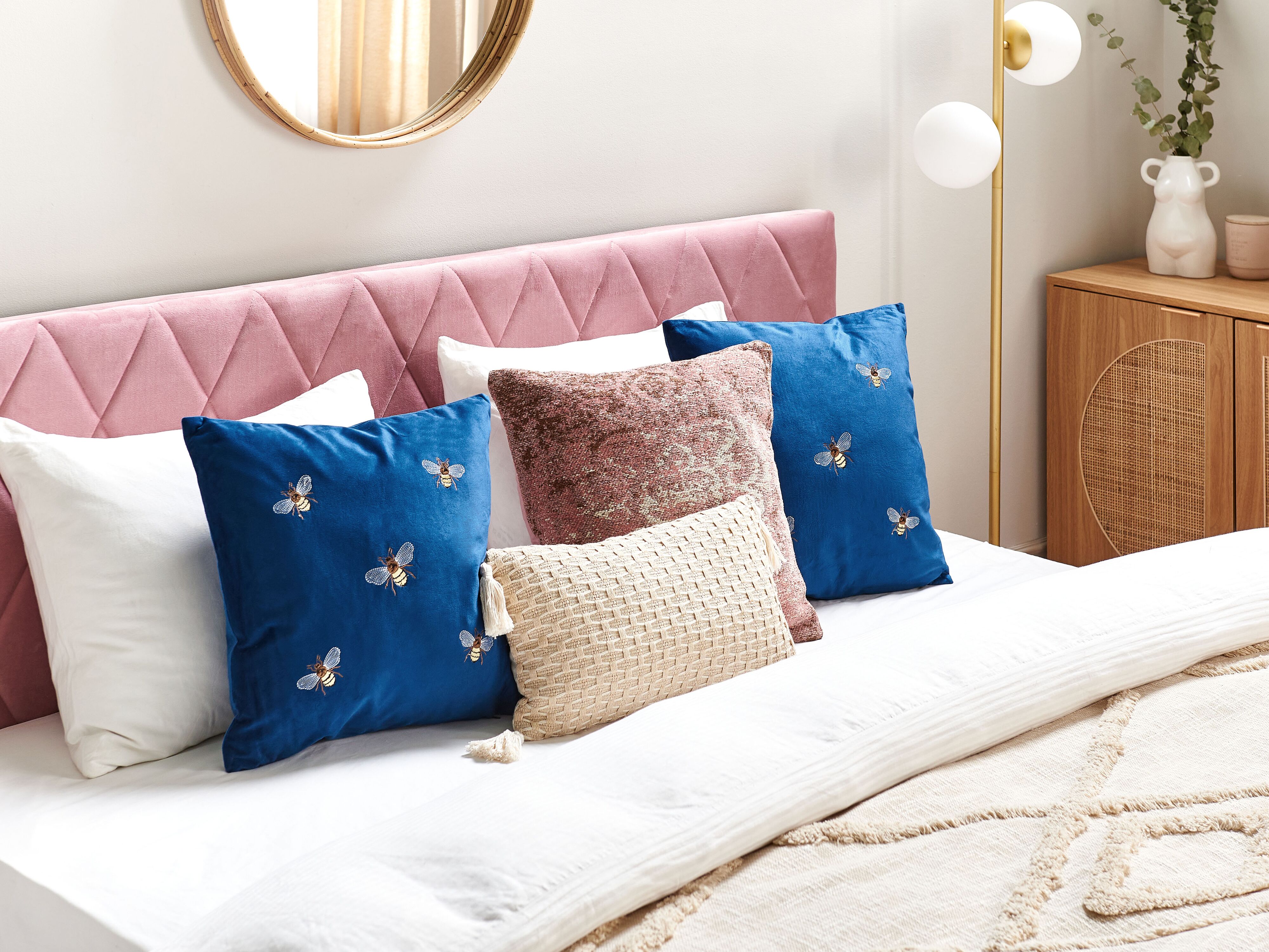 Set of 2 Decorative Cushions TALINUM Velvet 45 x 45 cm Blue Animal Pattern