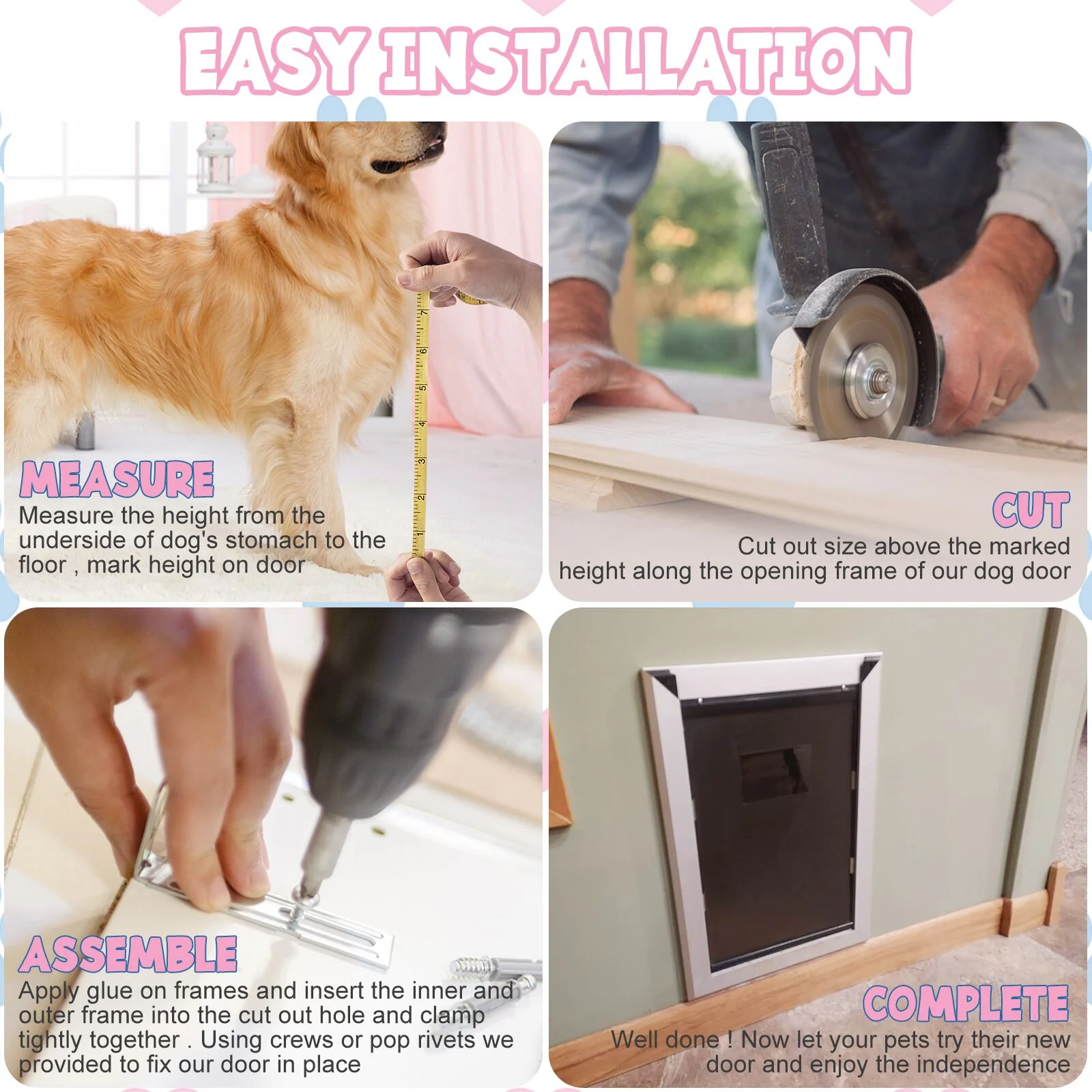 SHZOND Large Dog Door Aluminum Dog Doors W/Extra-Large Flap 17.5" W x 27.7" H Doggie Doors for Large Dog Up to 220lbs - Image 2