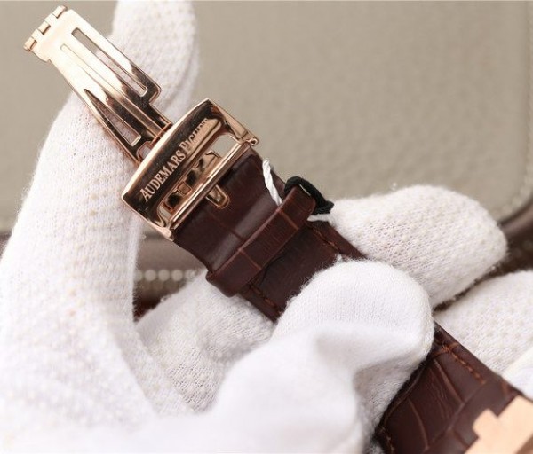 Replica Audemars Piguet Royal OAK Royal Oak Chronograph 26331 RG Brown Dial Leather Strap A7750 - Top club