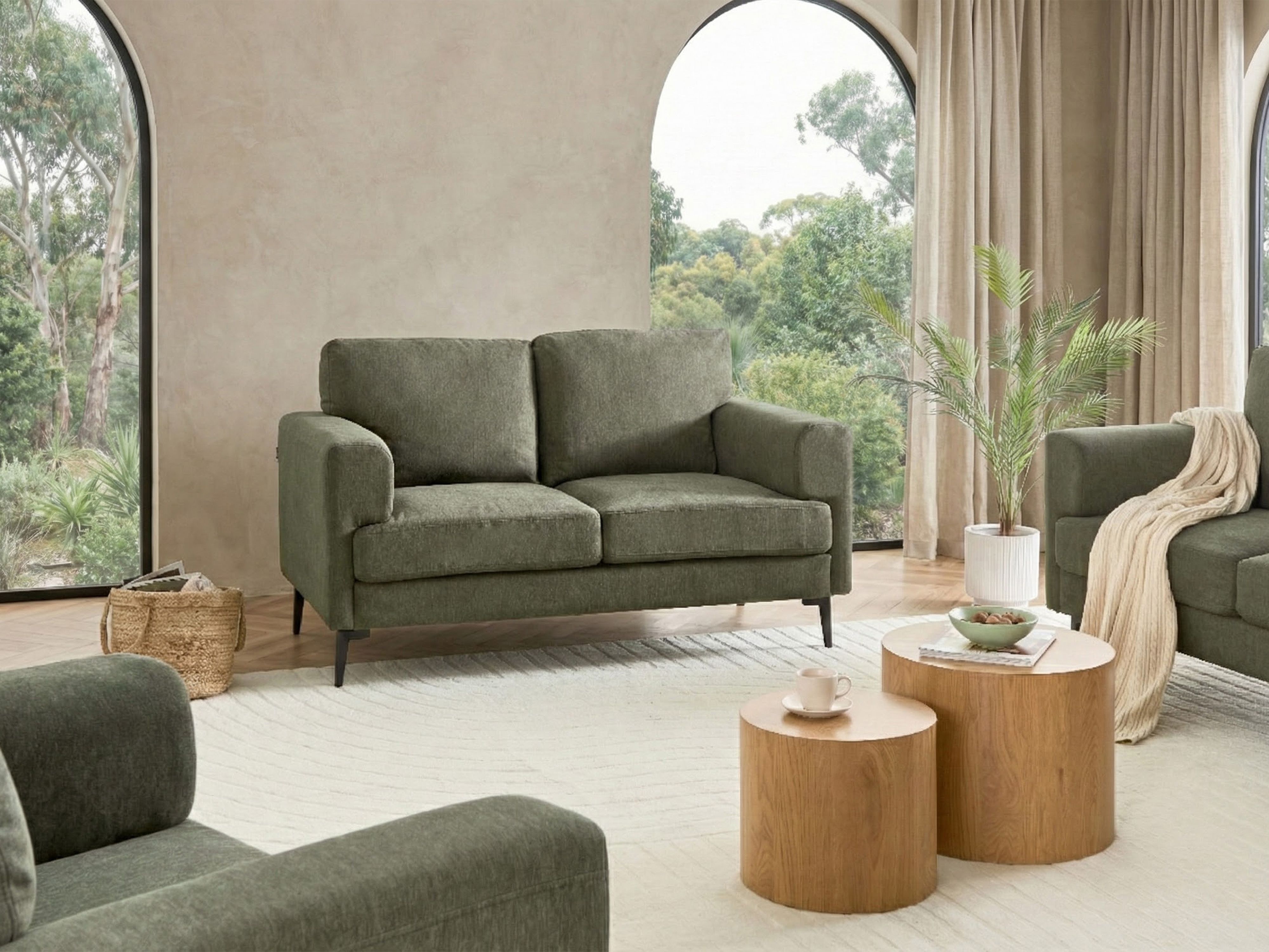 Sofa 2 Seater LOUSTO Fabric Green