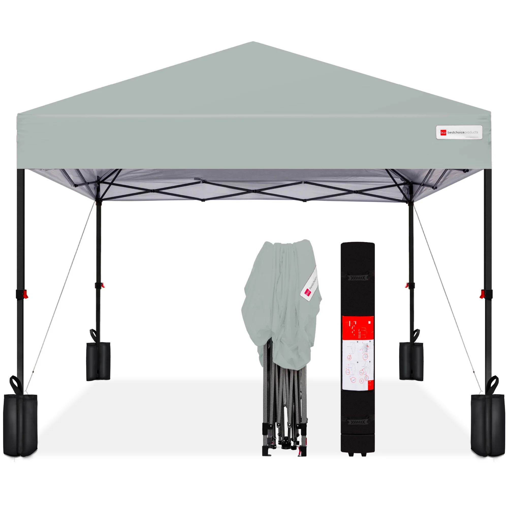 Best Choice Products 10x10ft Easy Setup Pop Up Canopy w/ 1-Button Setup, Wheeled Case, 4 Weight Bags - White - Image 236