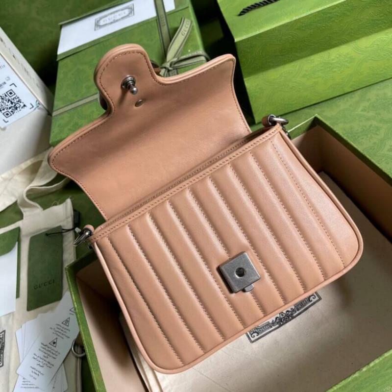 Replica Gucci Gg Marmont Rose Beige Matelasse Leather Mini Top Handle Bag 5835711:1High-quality replica
