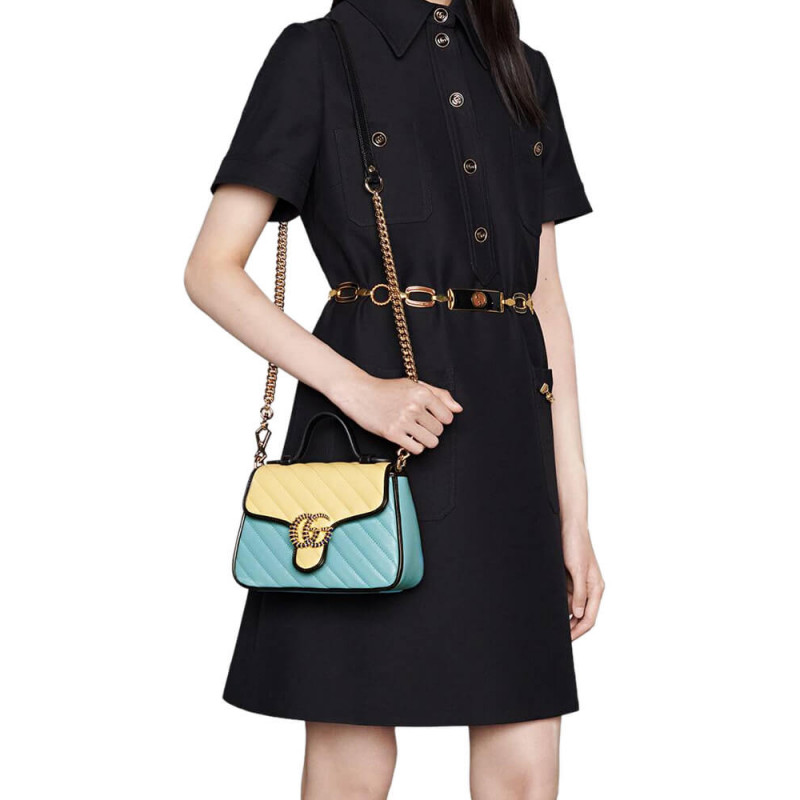 Replica Gucci Gg Marmont Mini Bag 583571 Butter And Pastel Blue Leather1:1High-quality replica