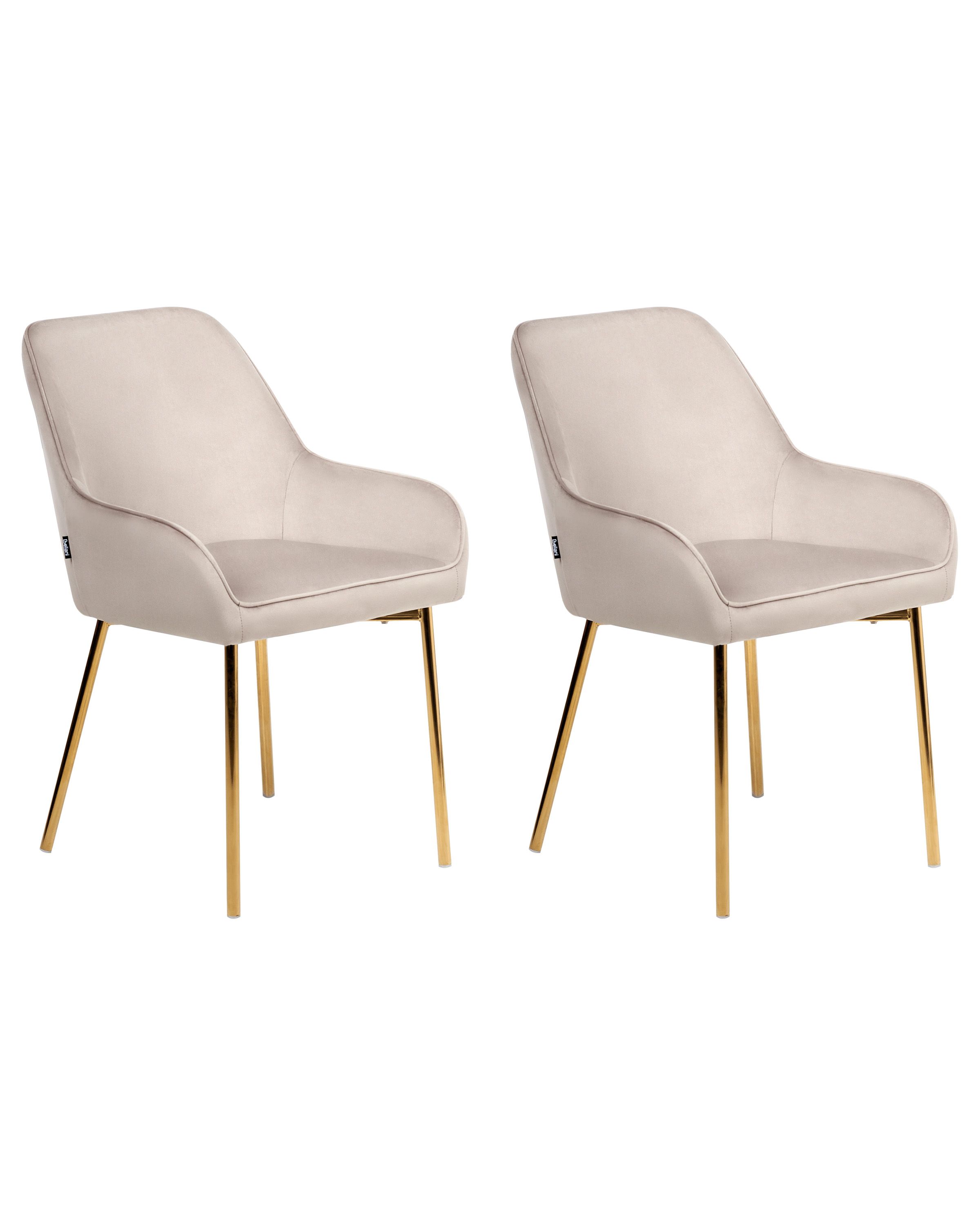 Set of 2 Dining Chairs LOVERNA Velvet Beige