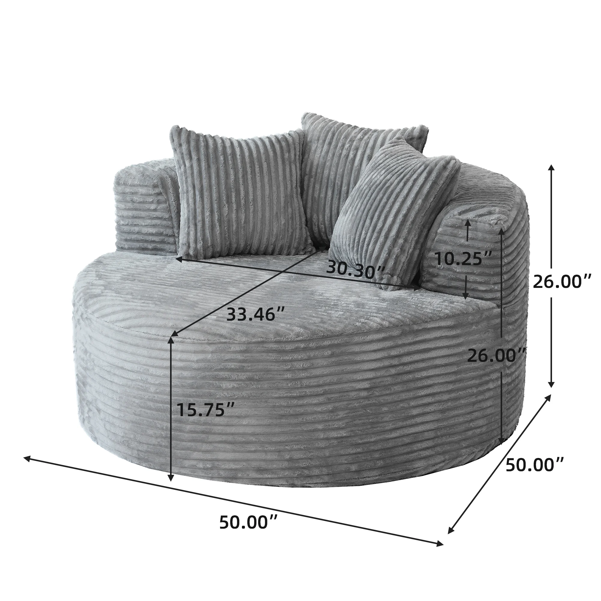 Sodrens Oversized Chaise Lounge Chair Indoor,Upholstered Sofa Bed with Throw Pillows and Armrests,Sleeper Chair for Living Room,Bedroom,Brown,Corduroy - Image 71