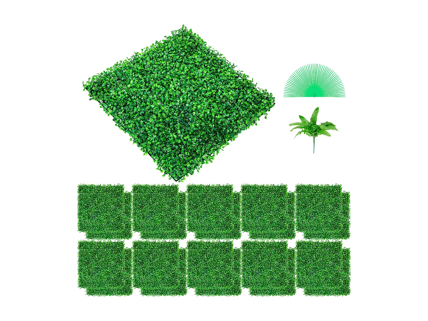 Panneaux de Buis Artificiels SucceBuy 24 Pièces | Mur de Haie UV 25.4 x 25.4 cm | Décor de Clôture Verte