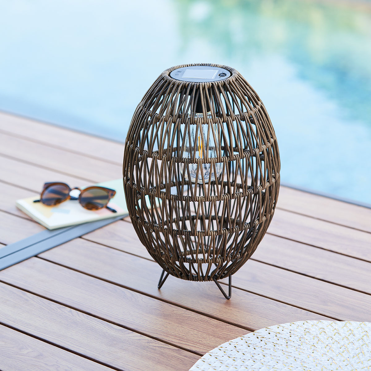 Solar lamp Beige, H.32 cm