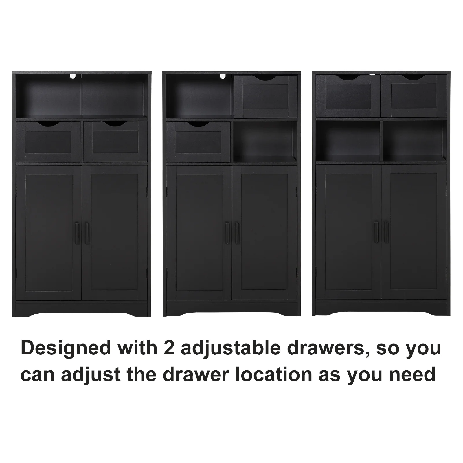 FANGSUM Rattan Storage Cabinet with 2 Drawers & 2 Shelves, Floor Cabinet for Living Room - Image 53