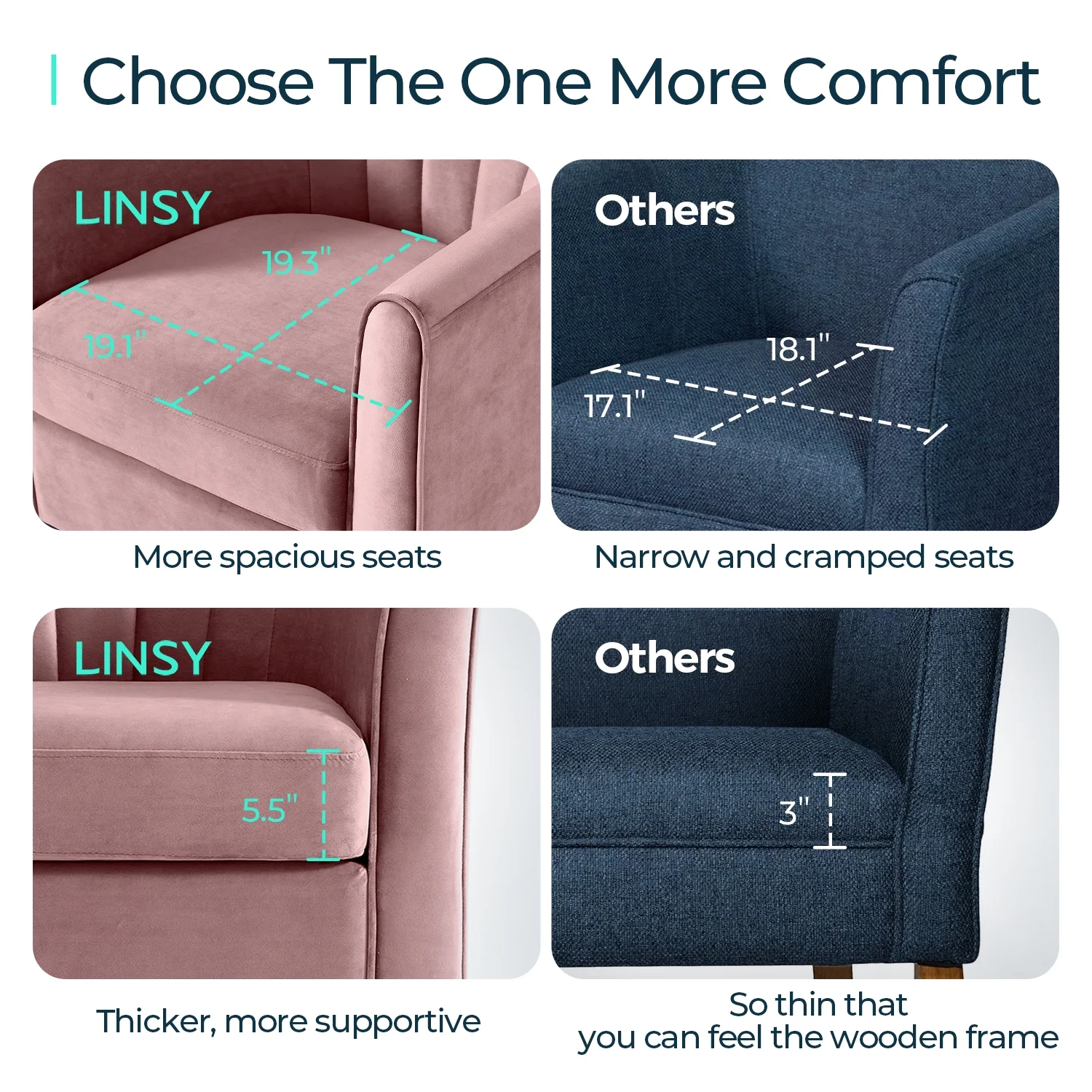 LINSY HOME Swivel Accent Chair with Ottoman, Velvet Barrel Chair for Living Room, Blue - Image 19