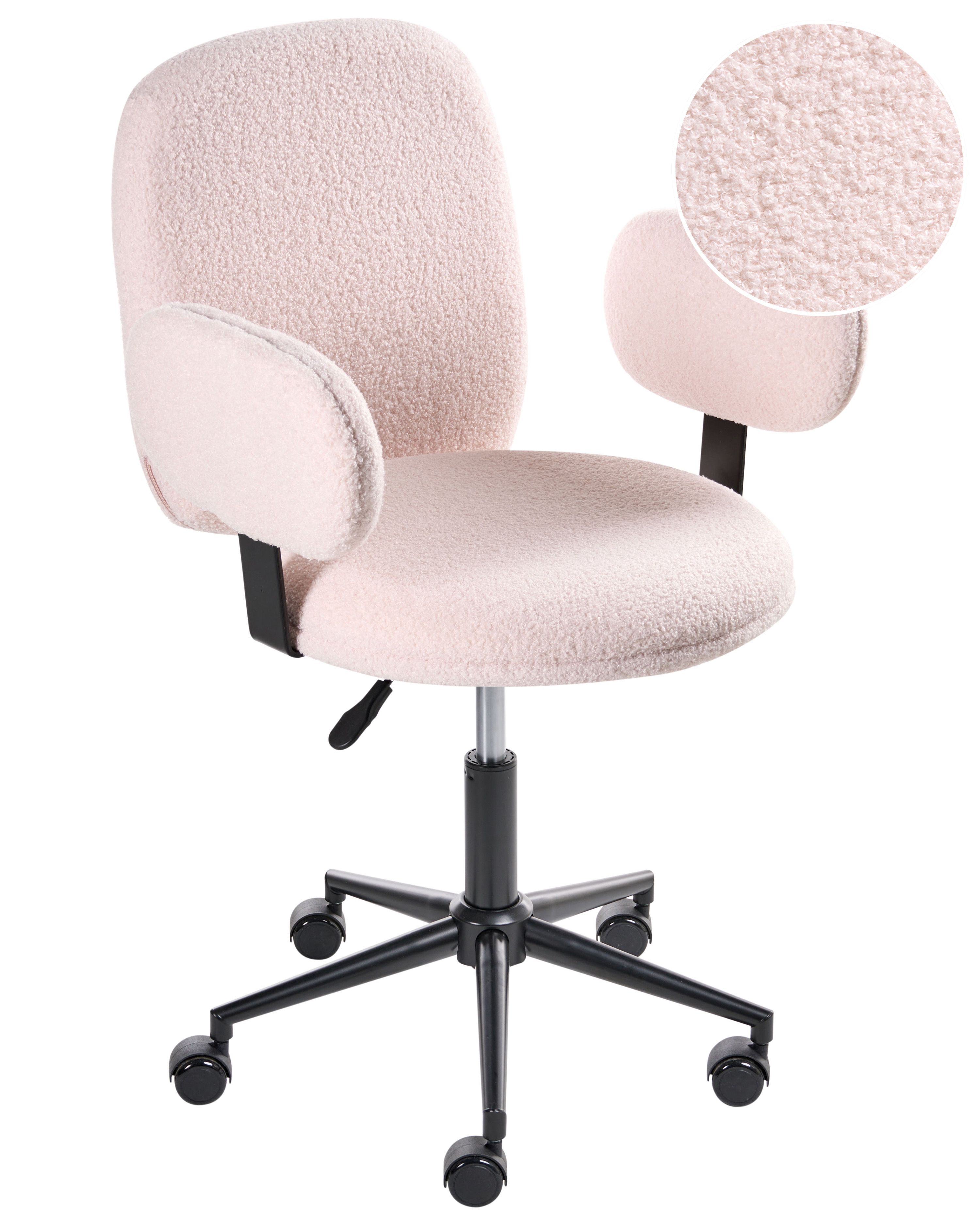 Desk Chair MORAGA Boucle Pastel Pink