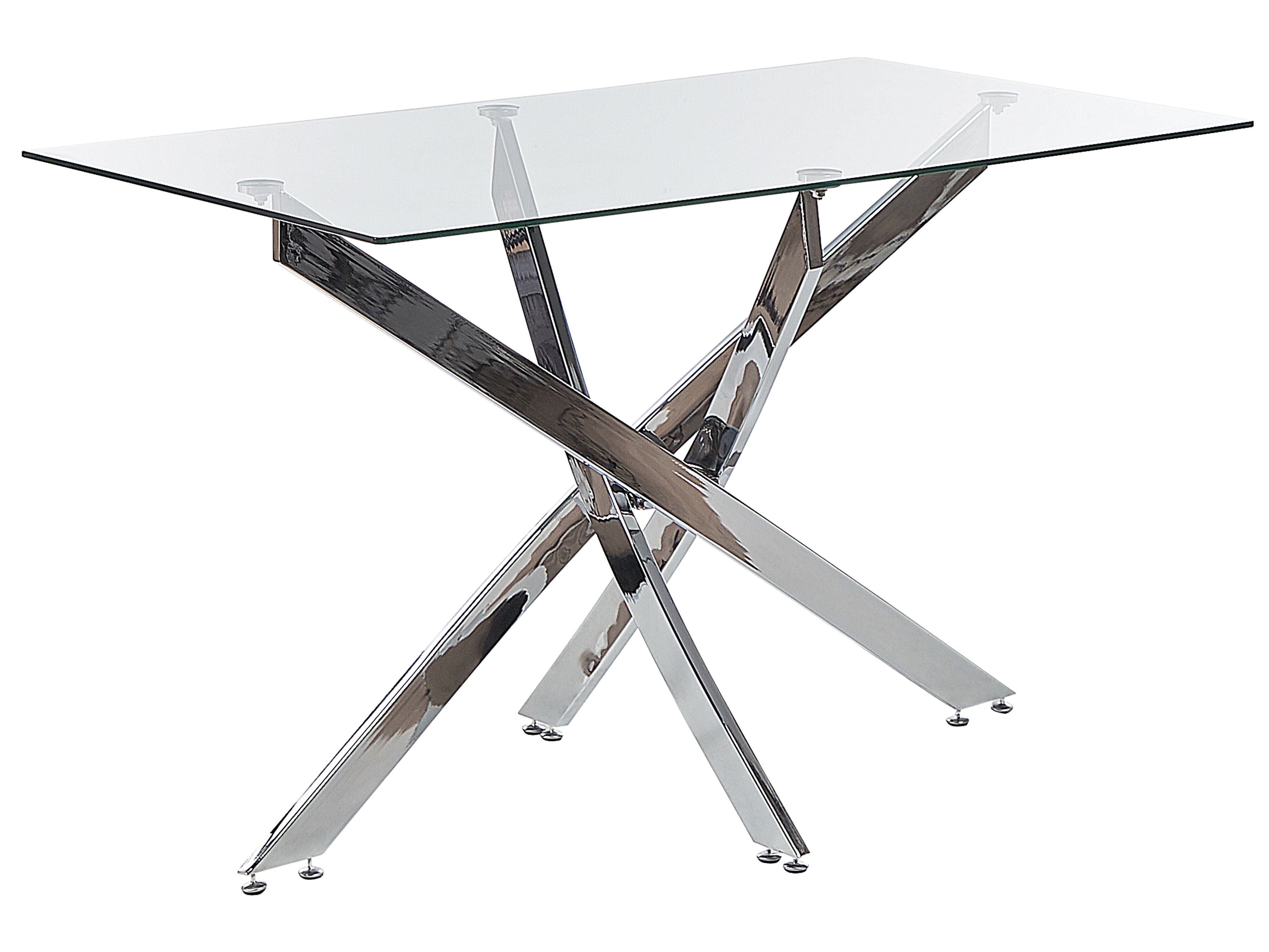 Dining Table MARAMO Silver 120 cm 70 cm Tempered Glass