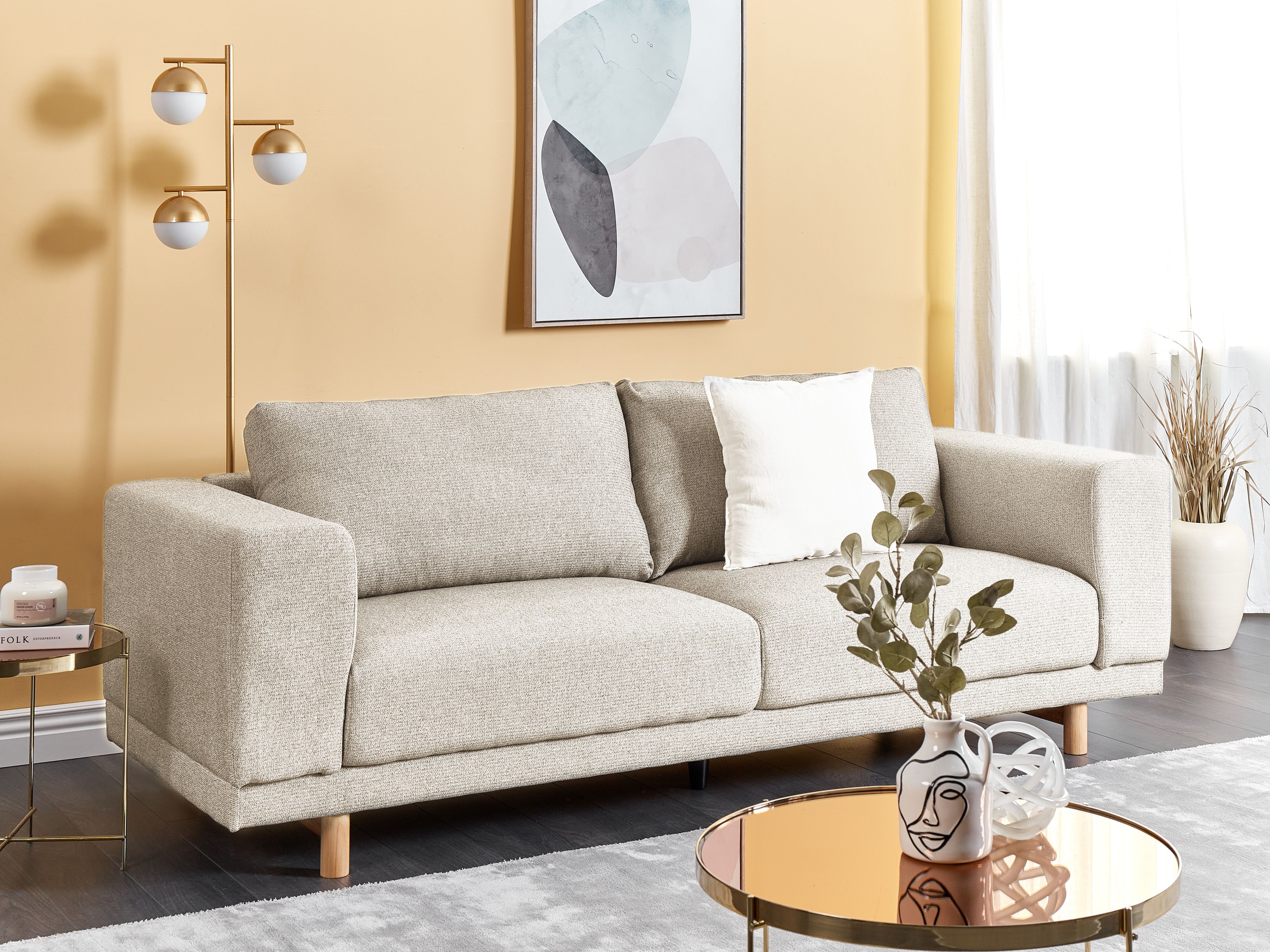 Sofa 3 Seater NIVALA Fabric Light Beige