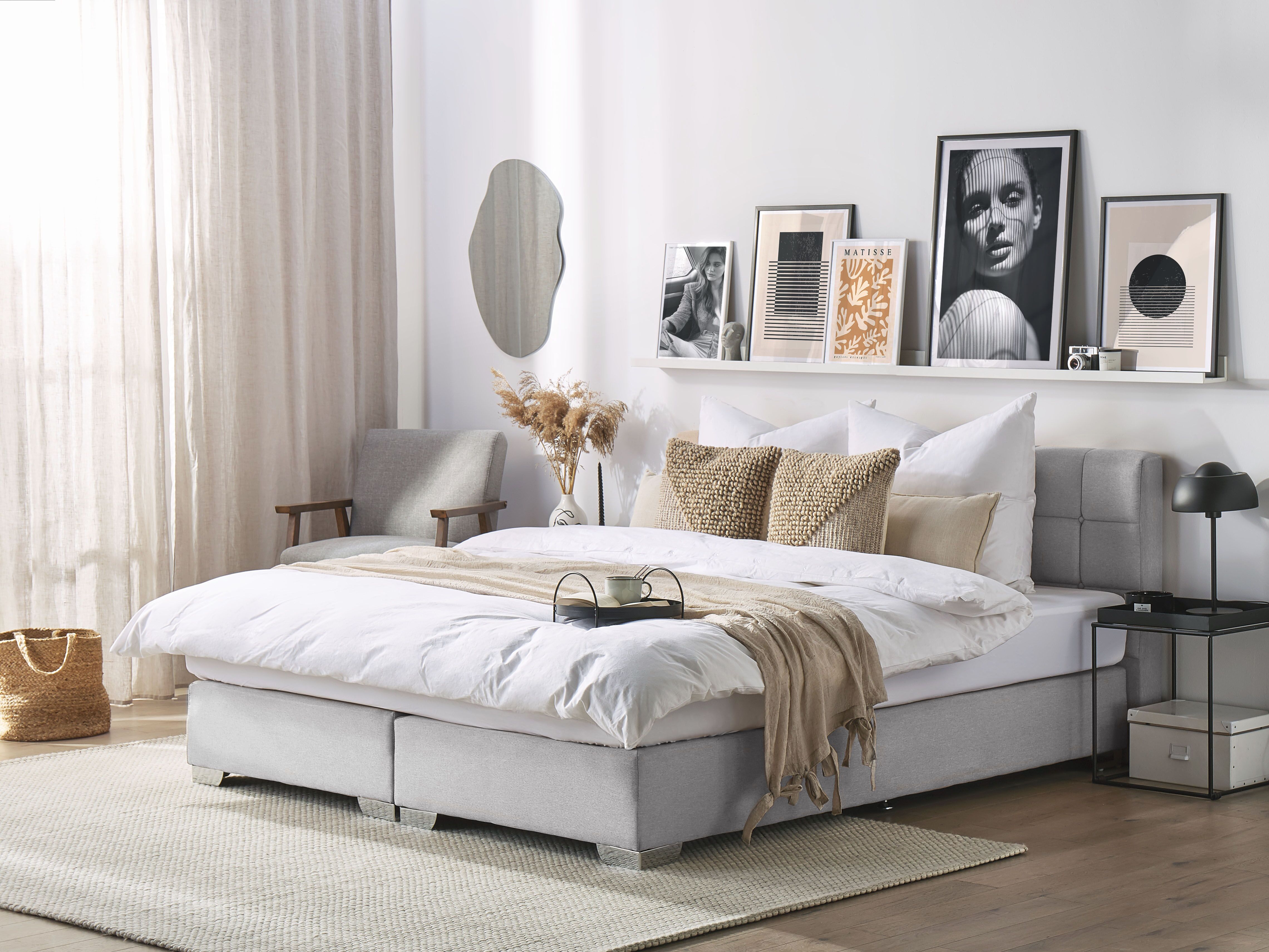 Divan Bed Fabric ADMIRAL 180 x 200 cm (EU Super King) Light Grey