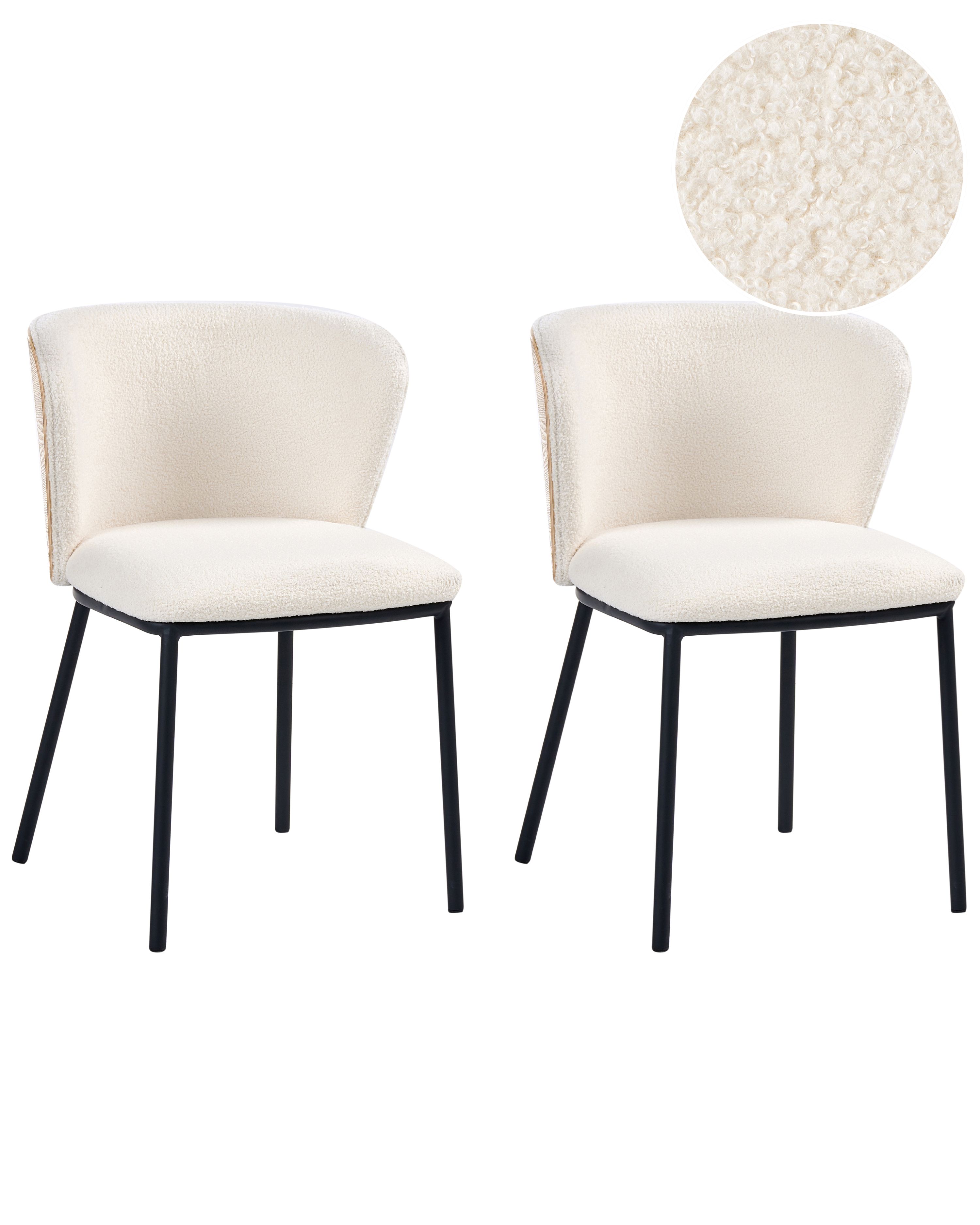 Set of 2 Dining Chairs HOSKIN Boucle Off-White