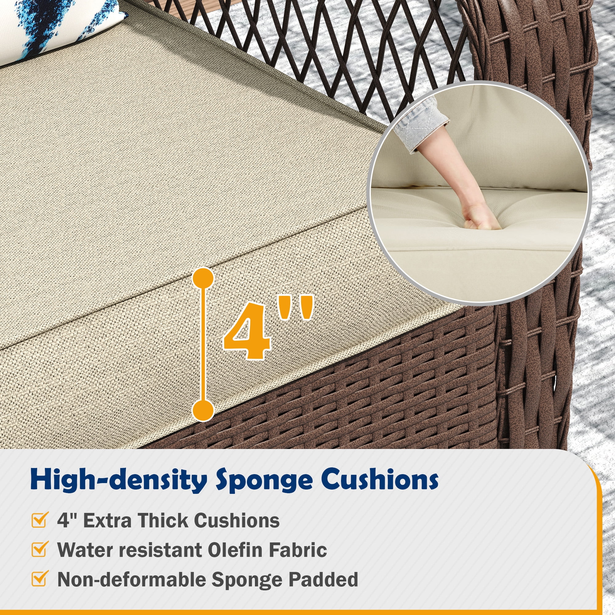 ELPOSUN 3-Piece Outdoor Rocking Chairs, Wicker Patio Furniture with Thickened Cushions and Table for Porch - Image 36