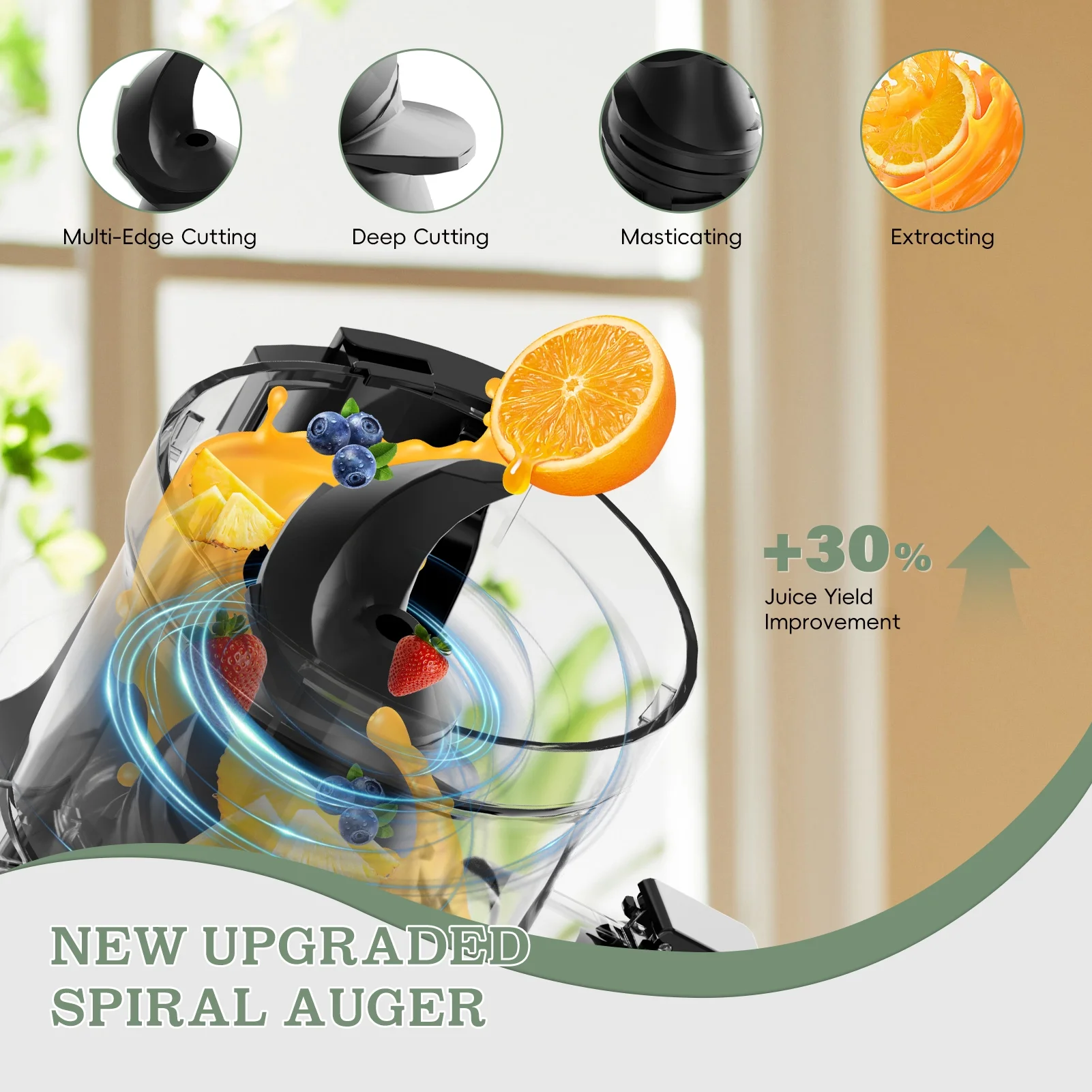 Whall Cold Press Juicer Machine, Slow Masticating Machines with 4