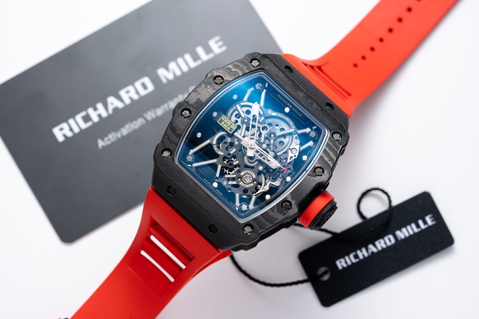 Richard Mille RM35-01 Replica 1:1 Watch Red Rubber Strap 45mm - Top club