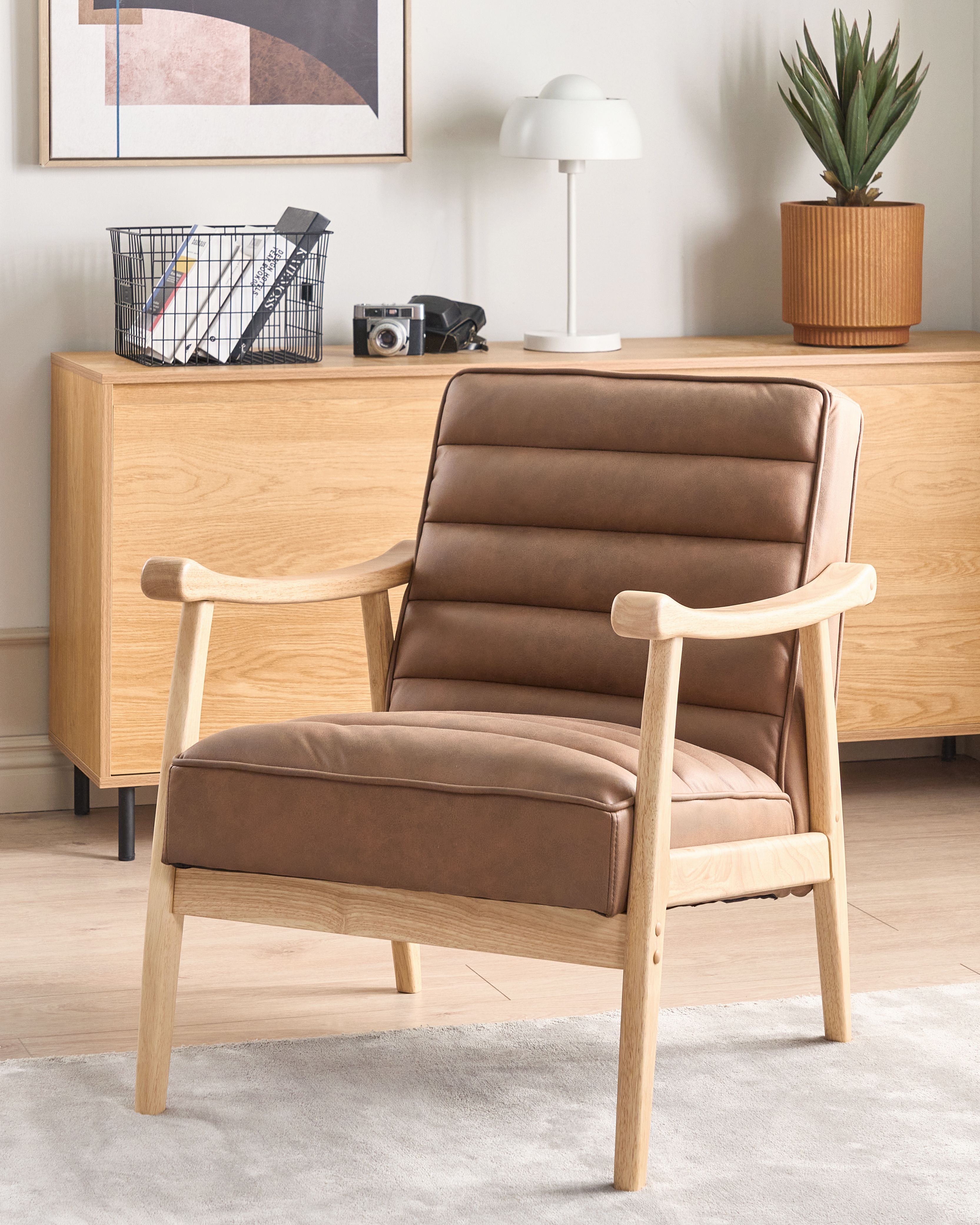 Armchair LEKNES Faux Leather Brown