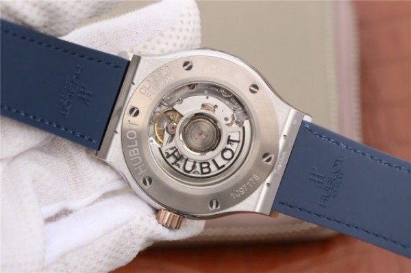 Replica Hublot Classic Fusion 42mm RG JJF Blue Dial Blue Gummy Strap A2892 - Top club