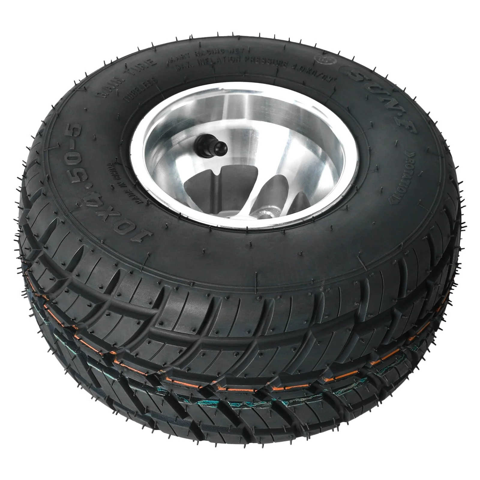 Set 4 Go Kart Tires and Rims, 10x4.50-5 Front Tubeless Tires Rims, 11x7.10-5 Rear Tires Rims, Go Cart Wheels and Tires Fit Bolt Pattern 58 mm with 3 Holes Drift Trike, Buggy Lawn Mower - Image 8
