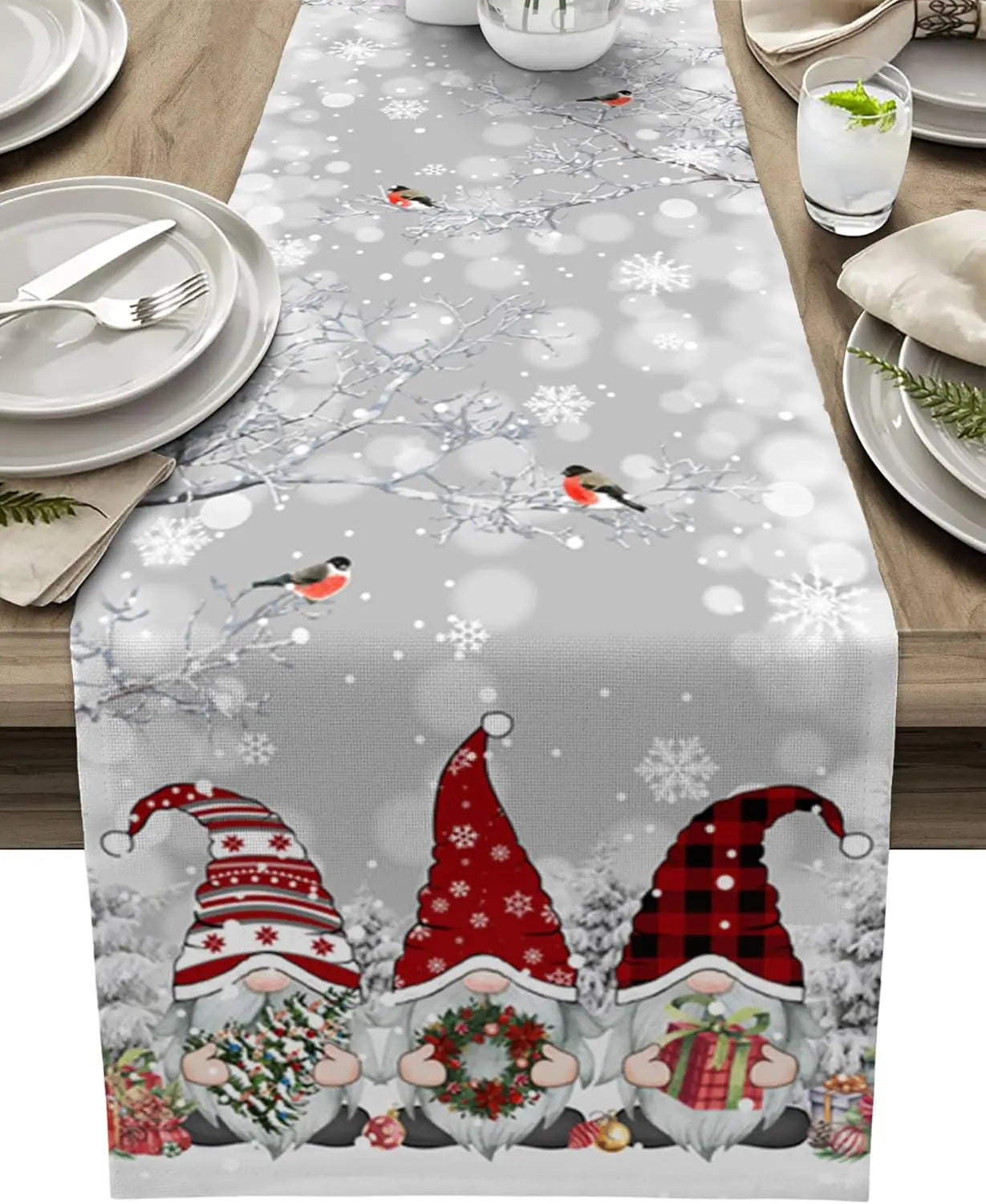 WinterKabouter | Luxe Kerst Tafelloper met Sneeuwvlok Design