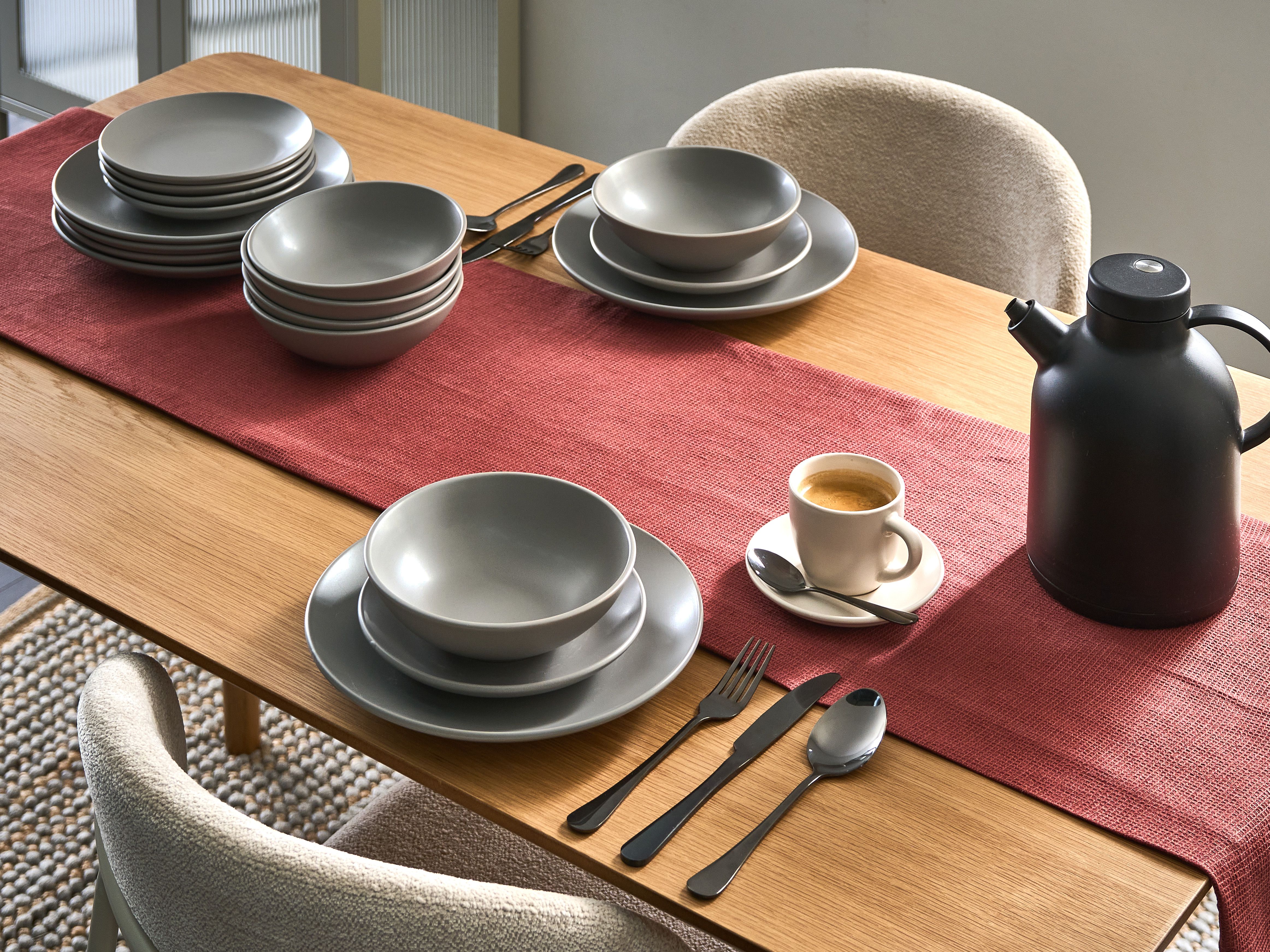 Set of 18 Dinnerware VIVANI Stoneware Grey