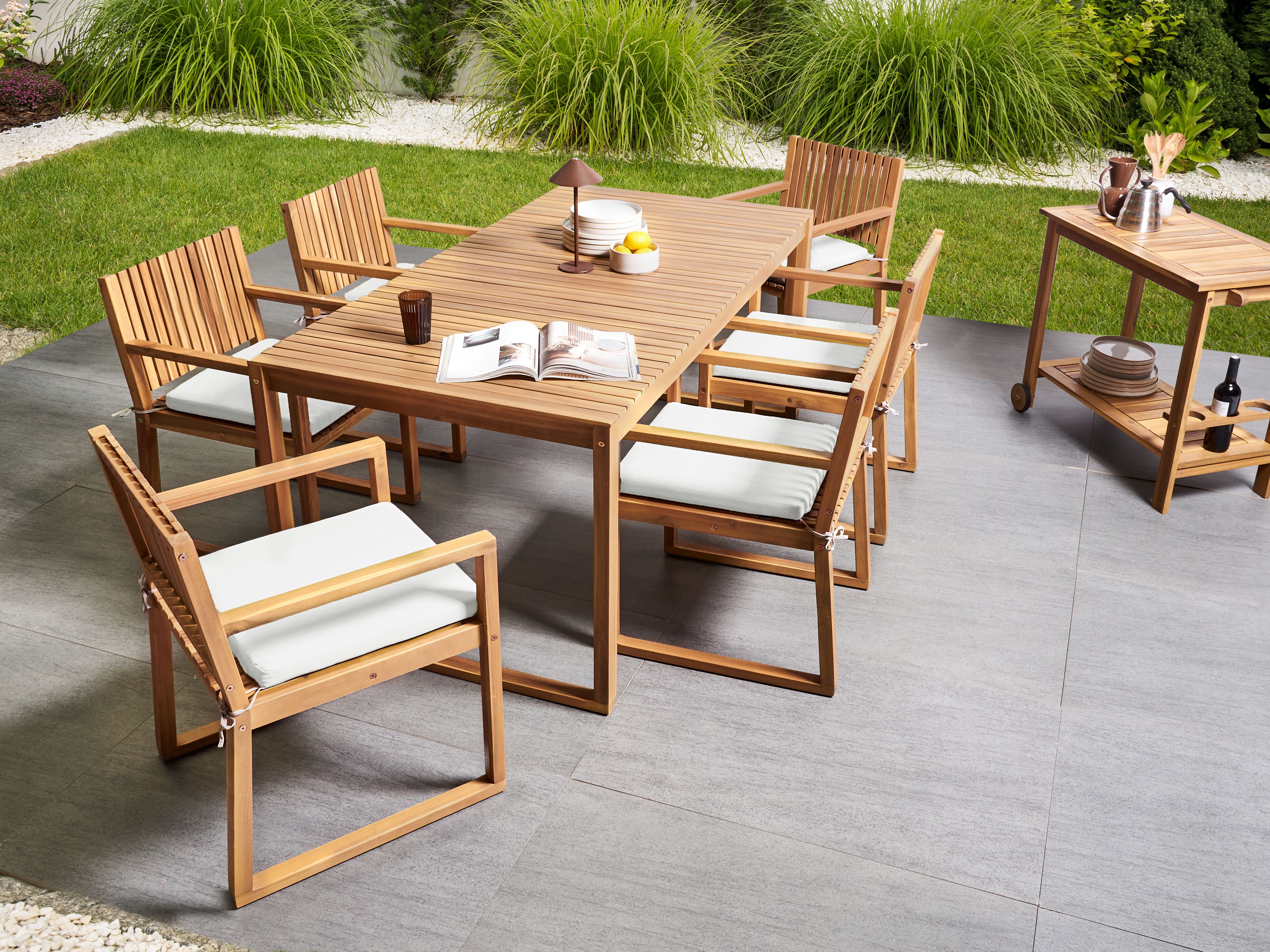 Set of 8 Garden Chair Cushions SASSARI PREMIUM 46 x 46 cm Off-White