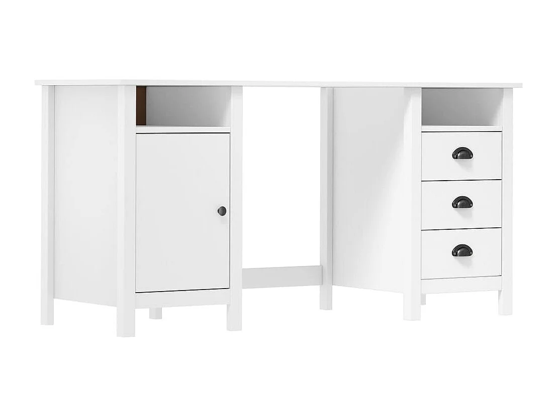 Bureau Hill Blanc 150x50x74 cm Bois de pin solide FR11570