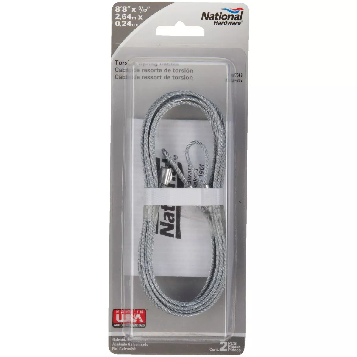 Prime-Line 3/32 In. Galvanized Carbon Steel Torsion Spring Cable