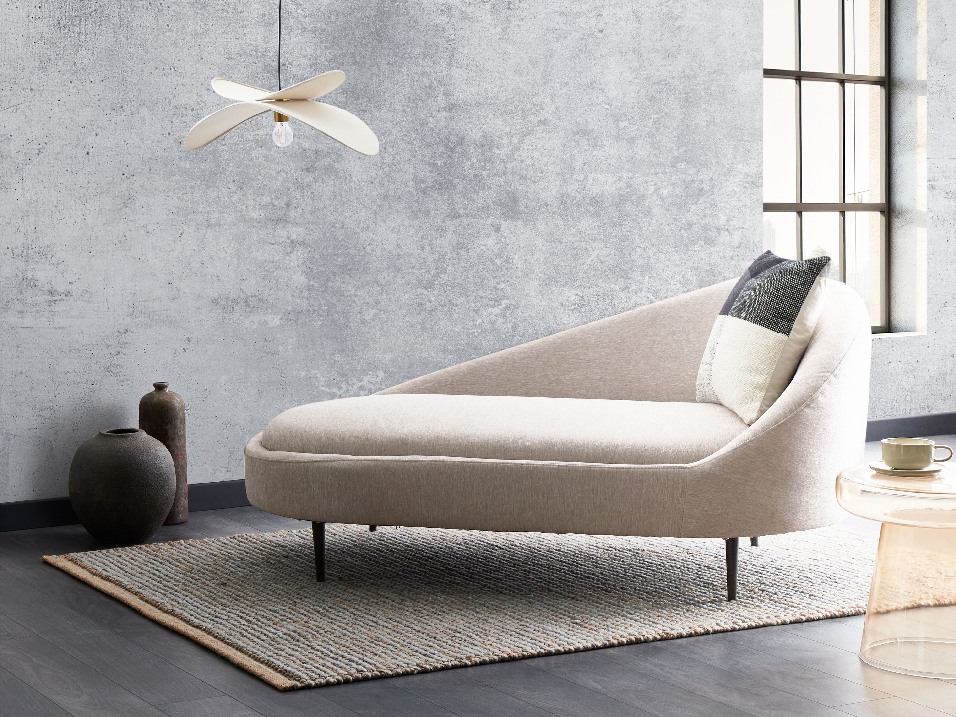 Right-Hand Chaise Lounge VALREAS Fabric Taupe
