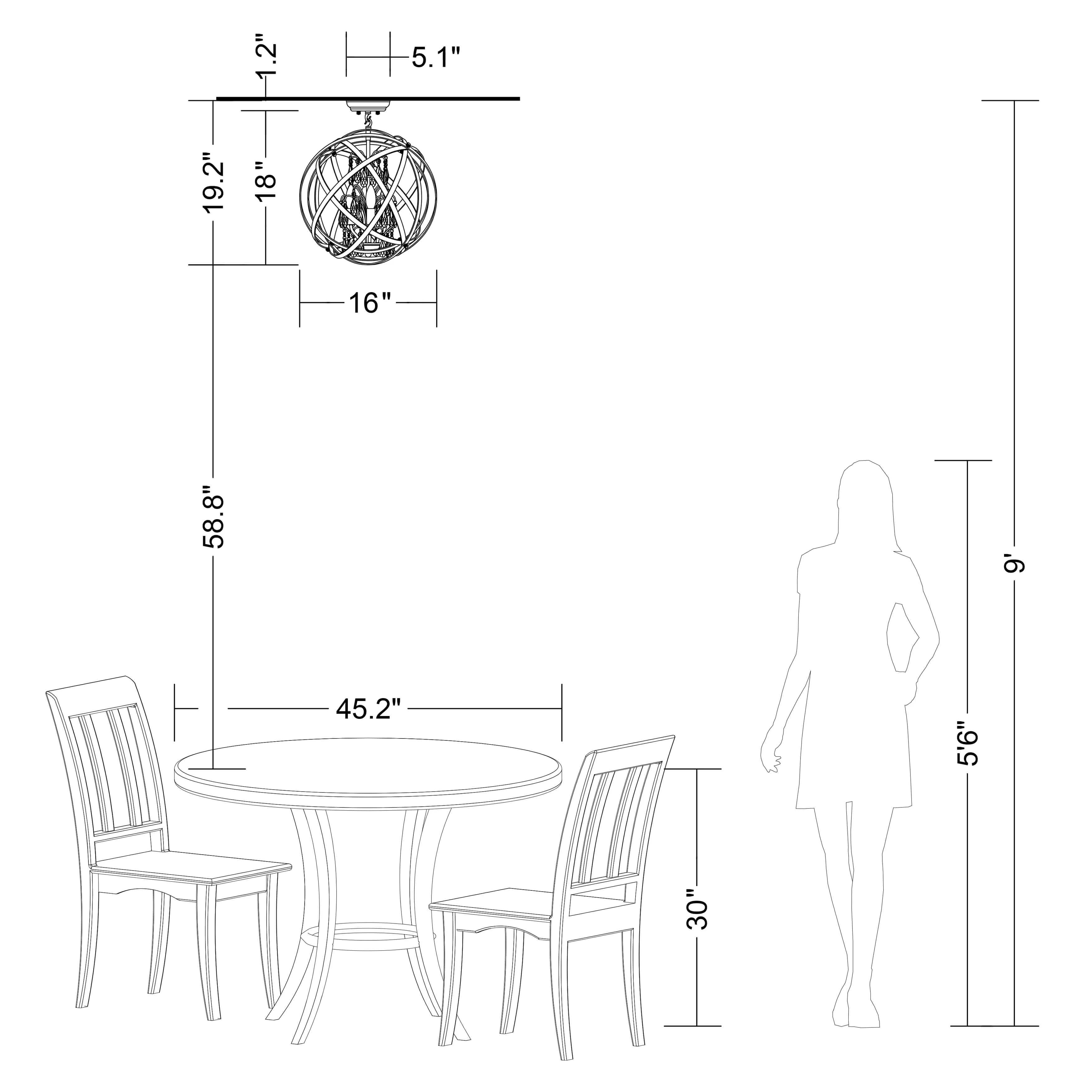 The Lighting Store Benita Light Gold with Bronze 4-light Metal Globe Crystal Semi-Flush Mount