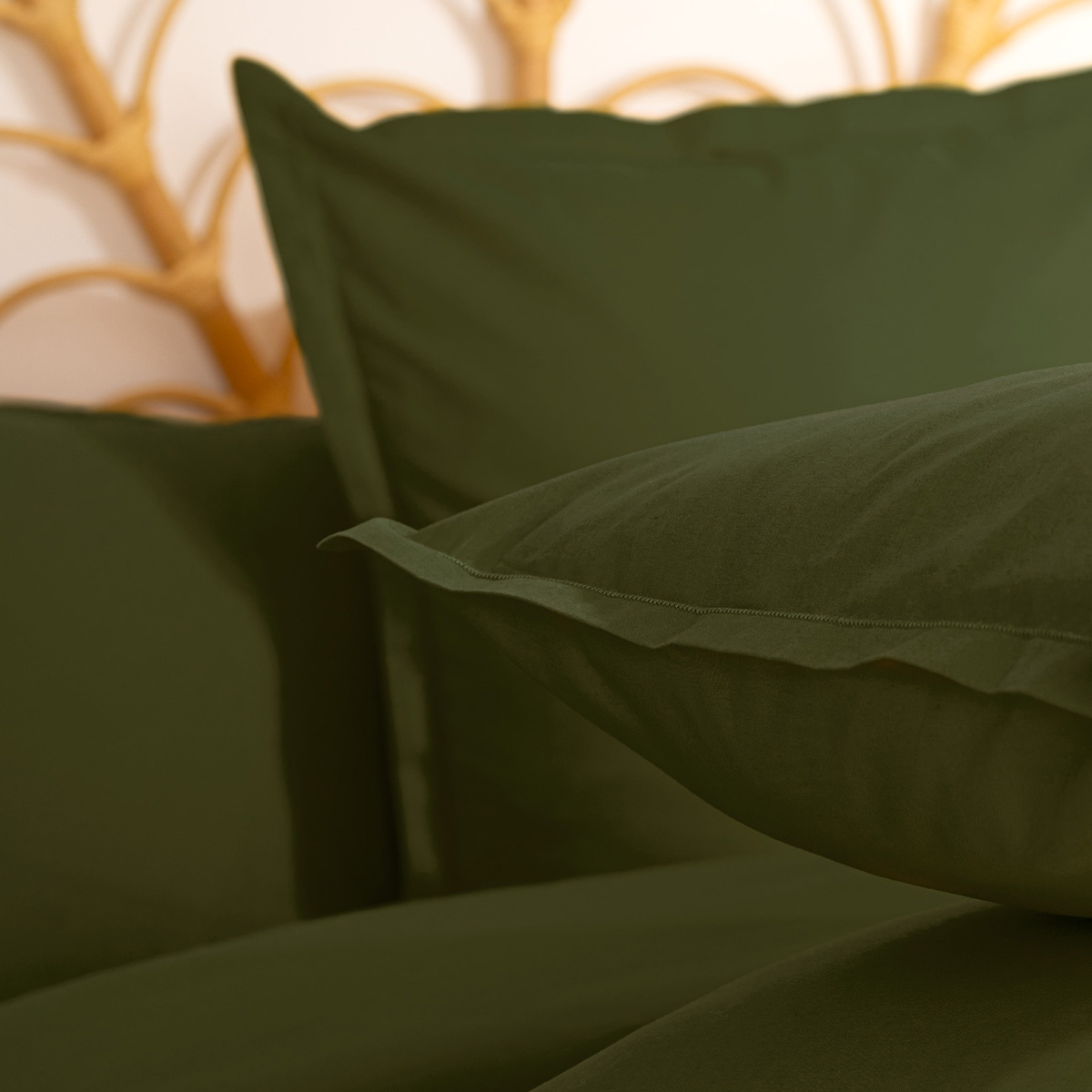 Pillowcase, cotton Khaki green, 63x63 cm