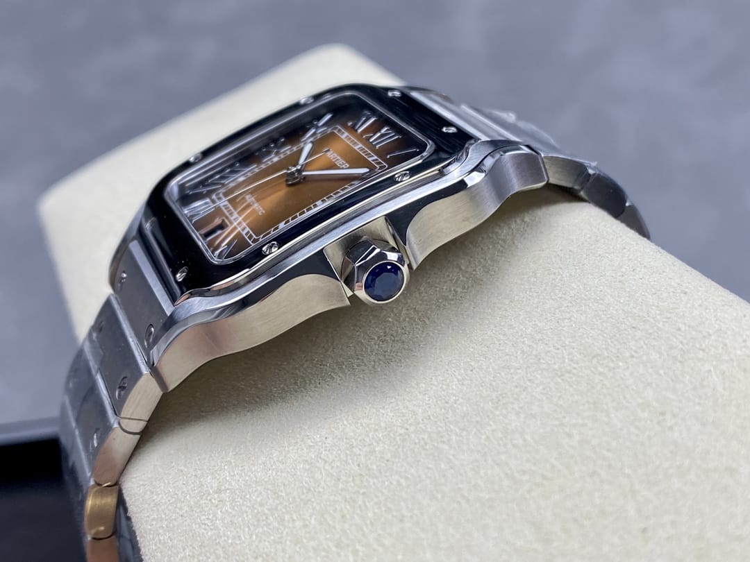 Fake Cartier Watch Santos de Cartier Large Steel Brown Dial WSSA0064-TW(1:1 replica) - Top club