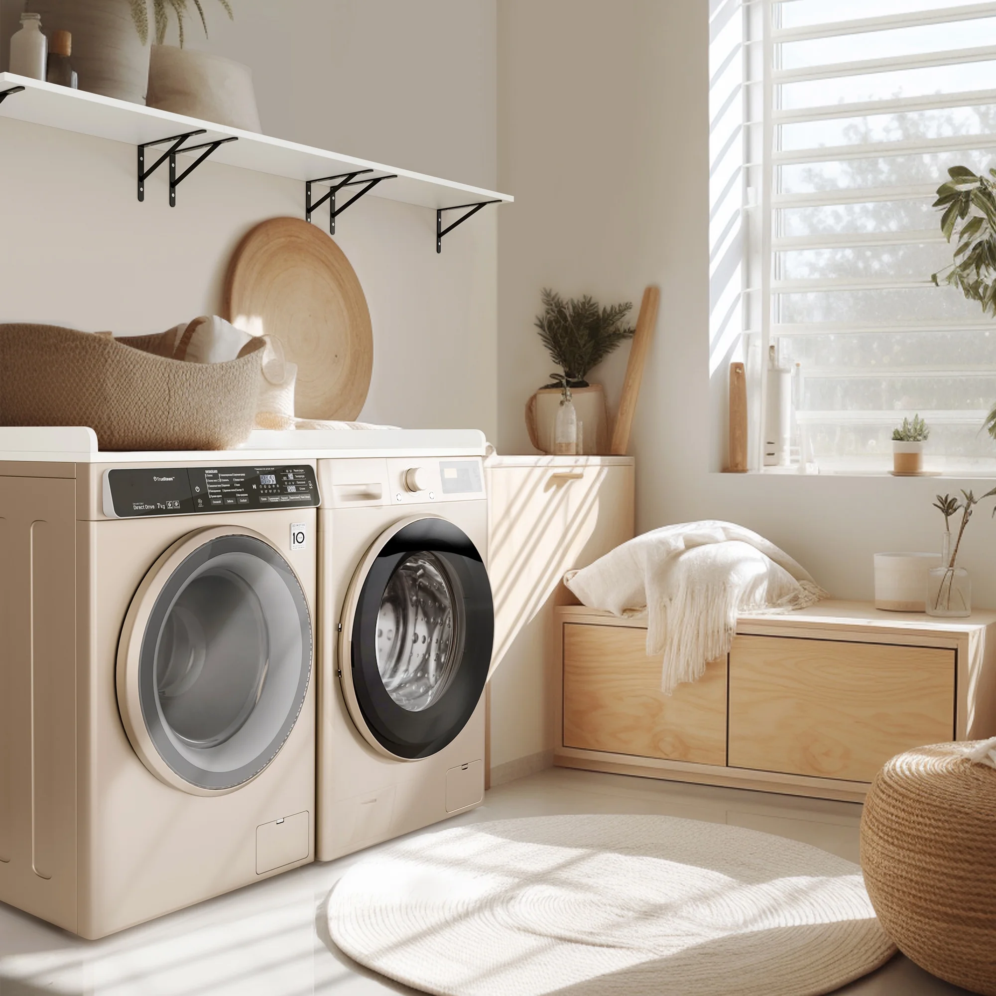 Kaboon Washer Dryer Countertop with Edge Rails, 27.5" x 54", Light Walnut - Image 60