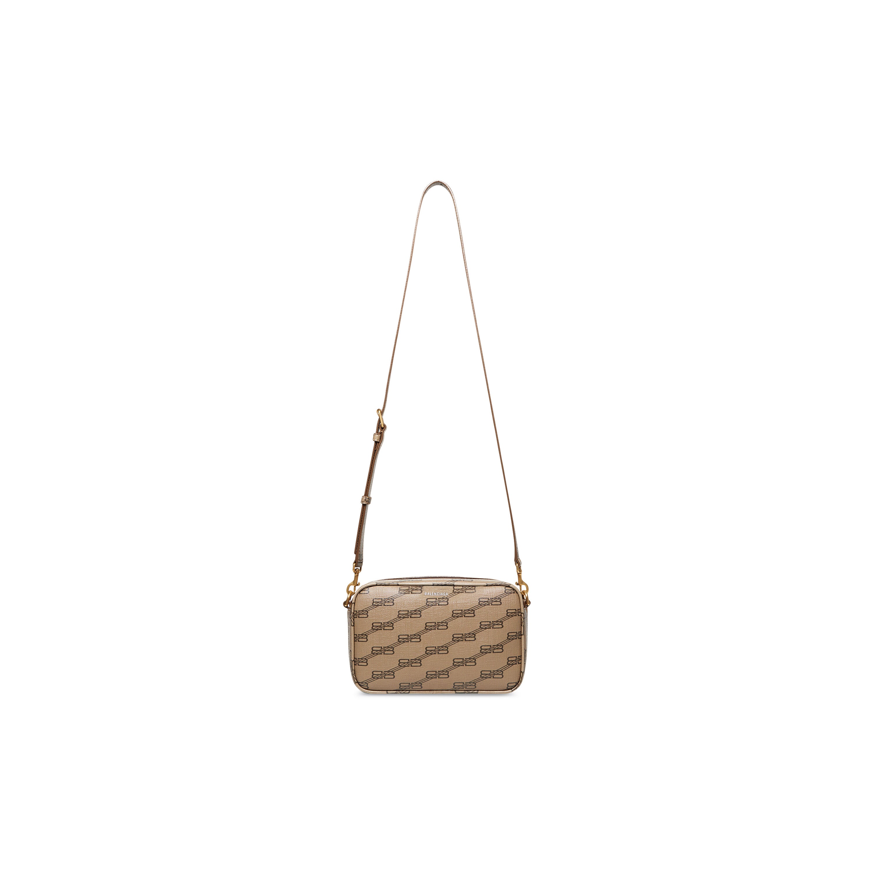 WOMEN'S SIGNATURE SMALL CAMERA BAG BB MONOGRAM COATED CANVAS IN BEIGE - Replicaclubs