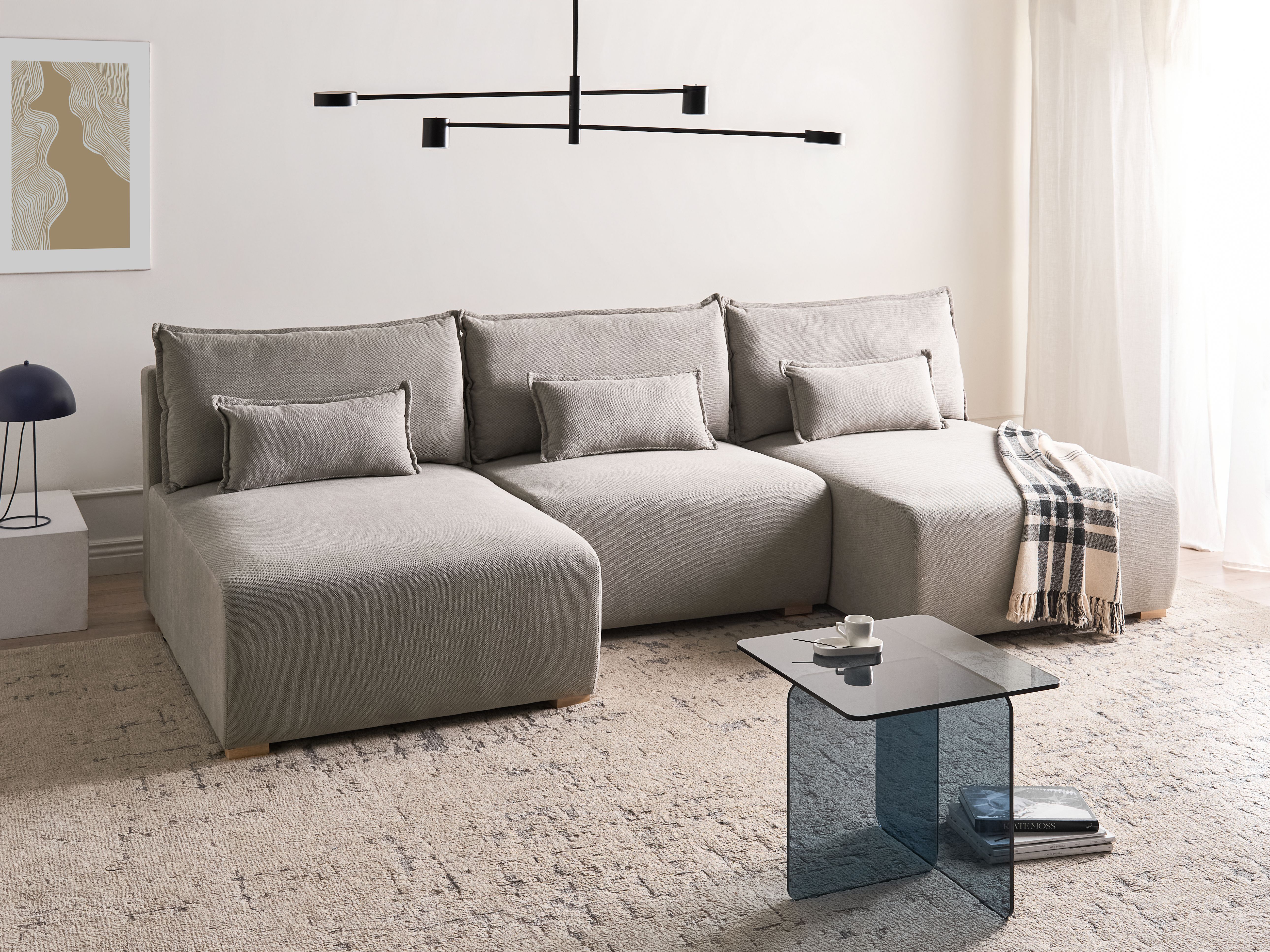 Modular U-Shape Sofa NERBO Fabric Grey