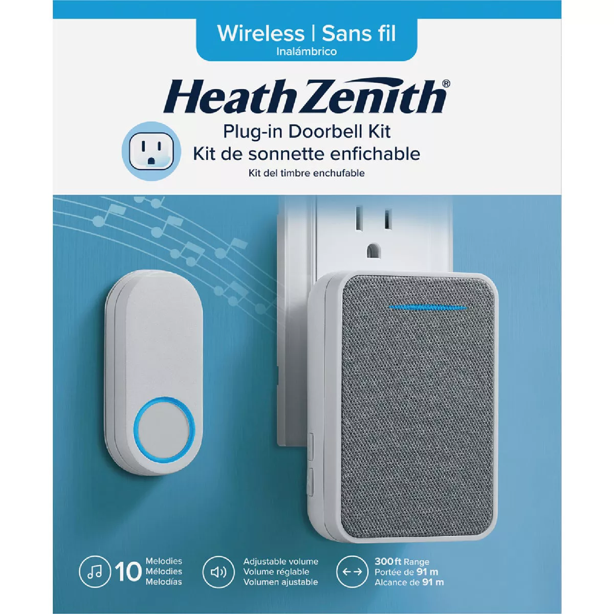 Heath Zenith Gray/White Plastic Wireless Doorbell Kit