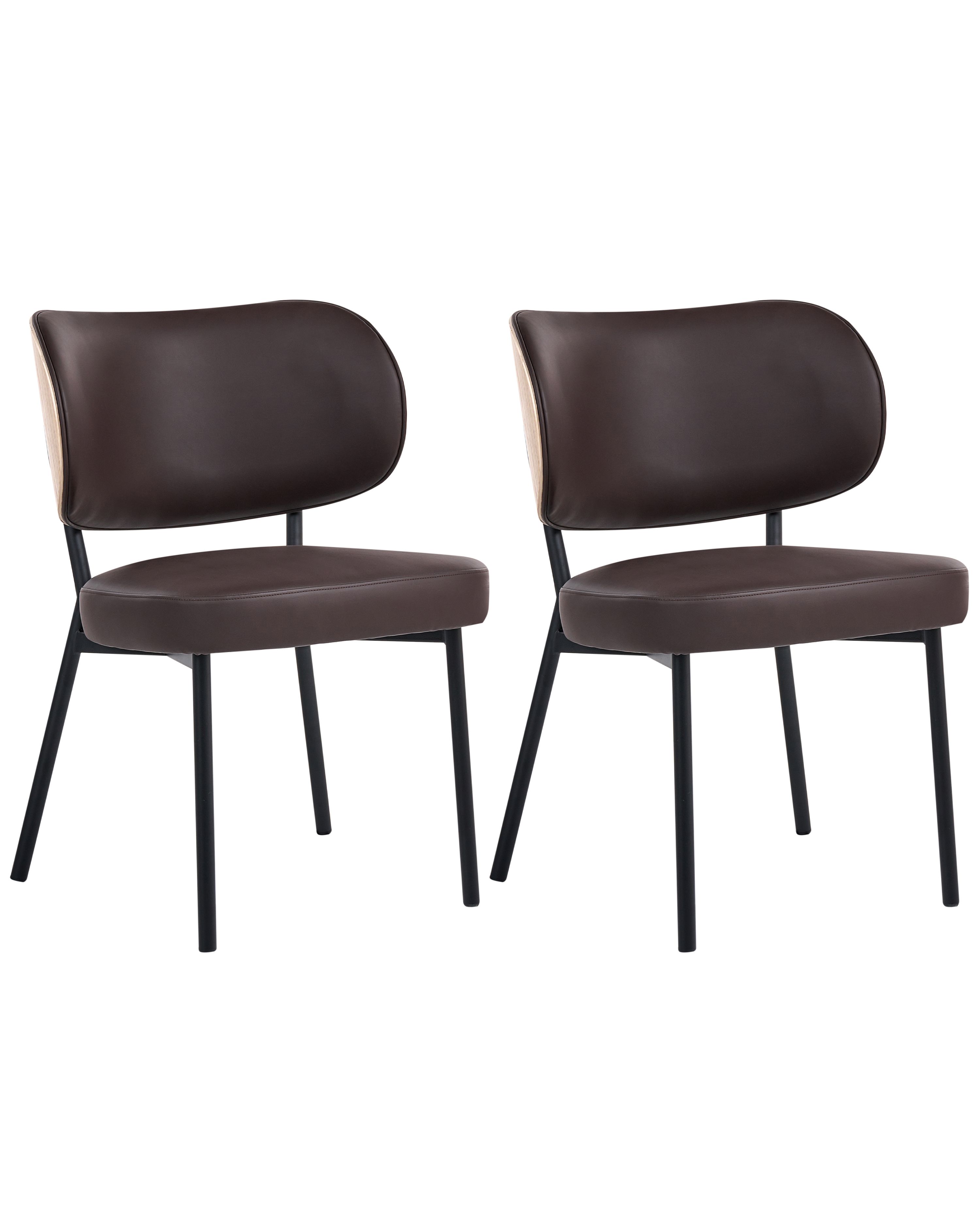 Set of 2 Dining Chairs WONDER Faux Leather Dark Brown