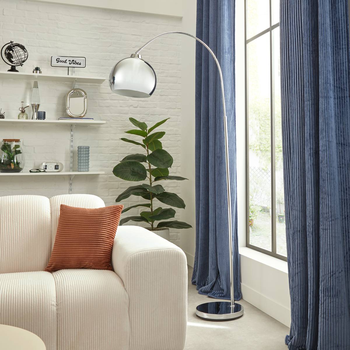 Arc Floor Lamp Sector "Floris" Silver, H.177 cm