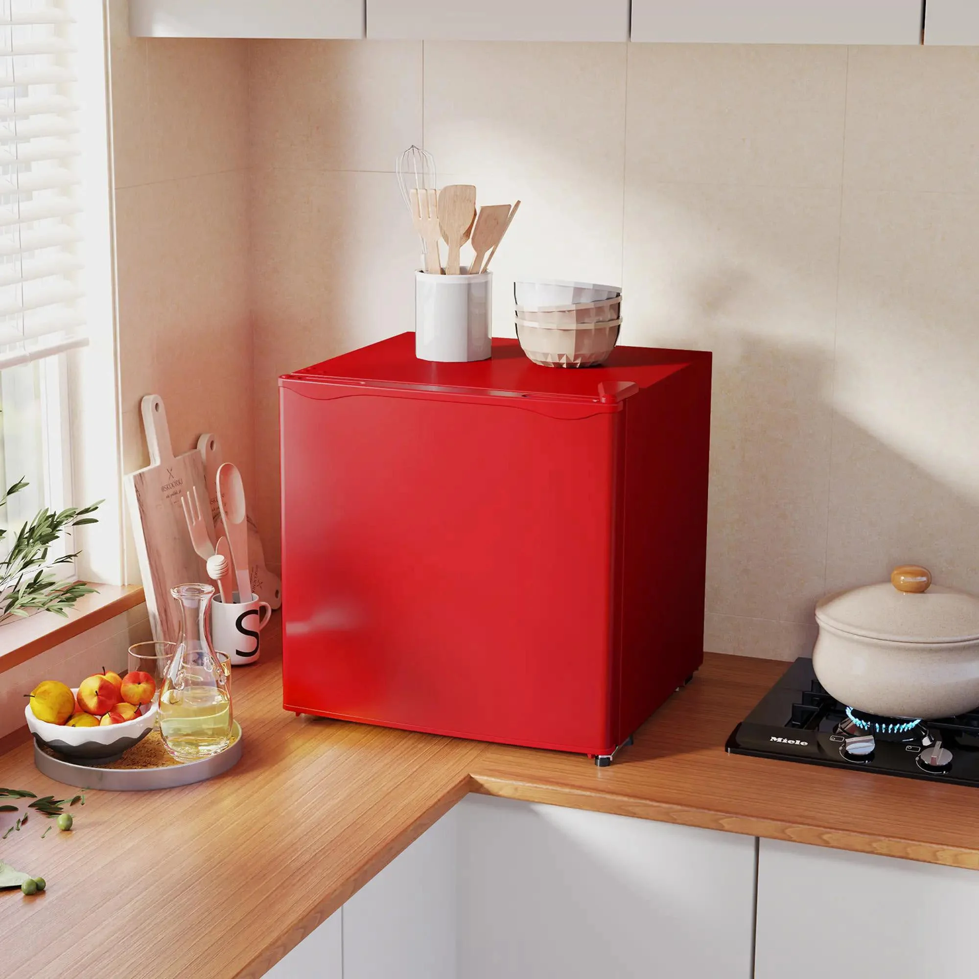 Resenkos 1.1 Cu.Ft Countertop Mini Freezer, Compact Upright Freezer with Removable Shelves, Red - Image 8