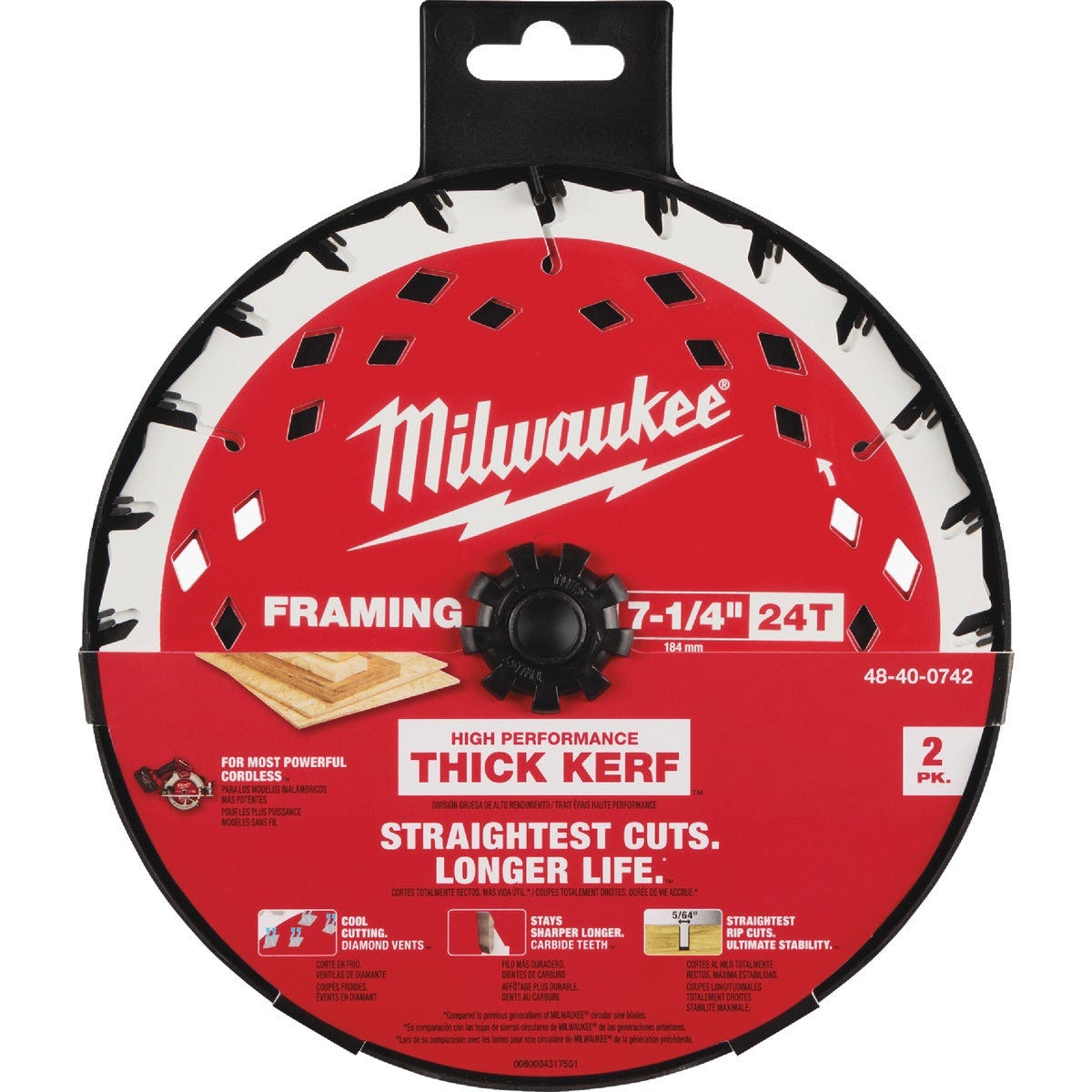 Milwaukee 7-1/4 In. 24-Tooth Thick Kerf Framing Circular Saw Blade (2-Pack)