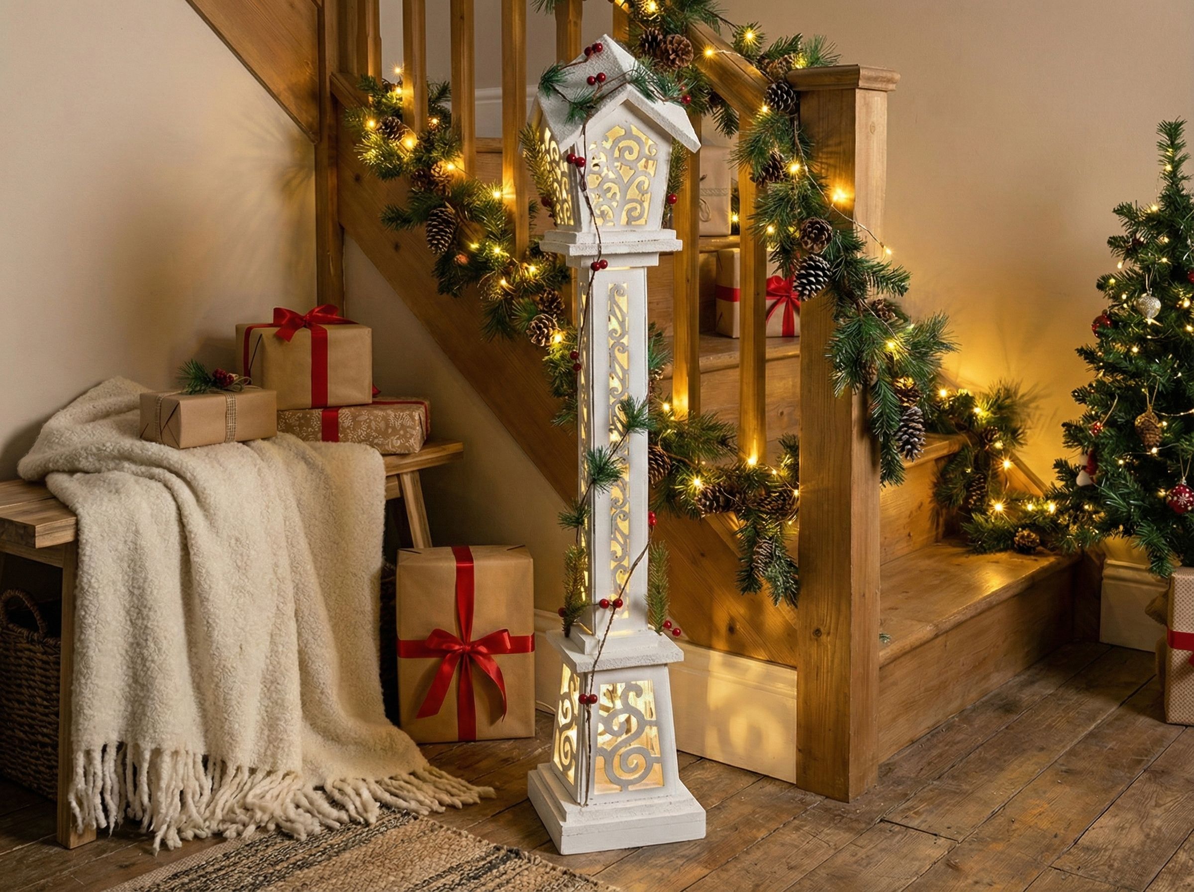 Christmas Decoration LED LUMMENE Post Lamp 80 cm White