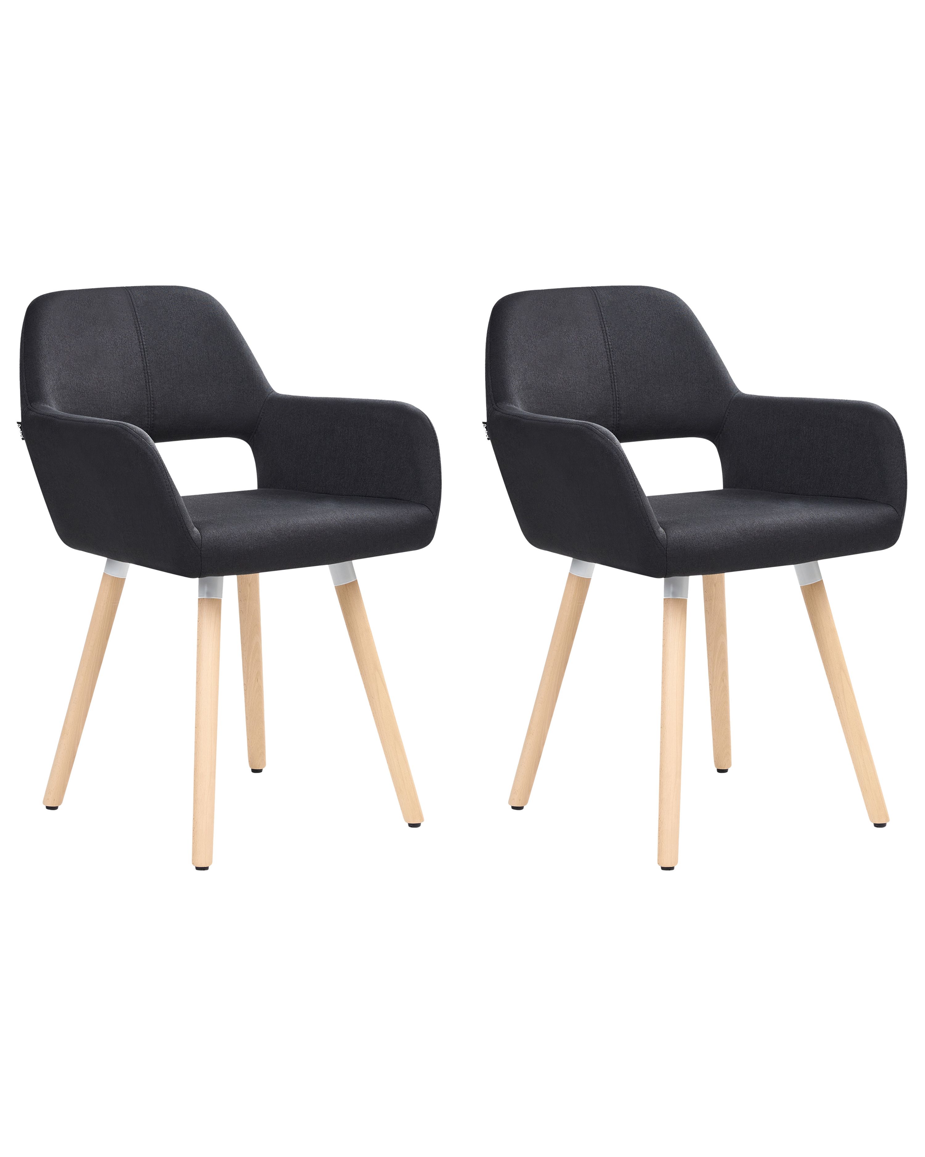 Set of 2 Dining Chairs CHICAGO Fabric Black
