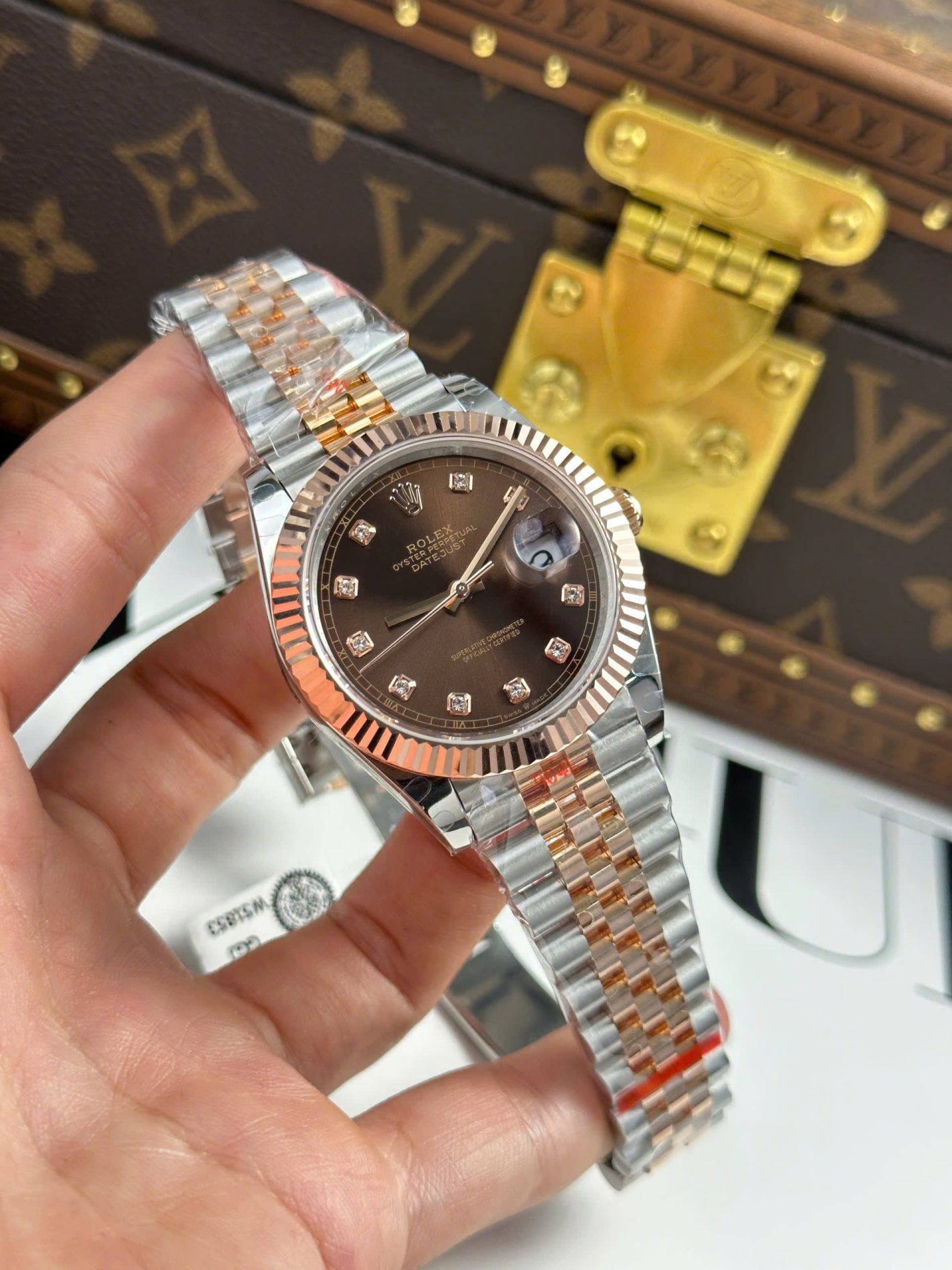 Rolex Replica Watch DateJust Chocolate Dial Gold Wrapped GM Factory 41mm - Top club