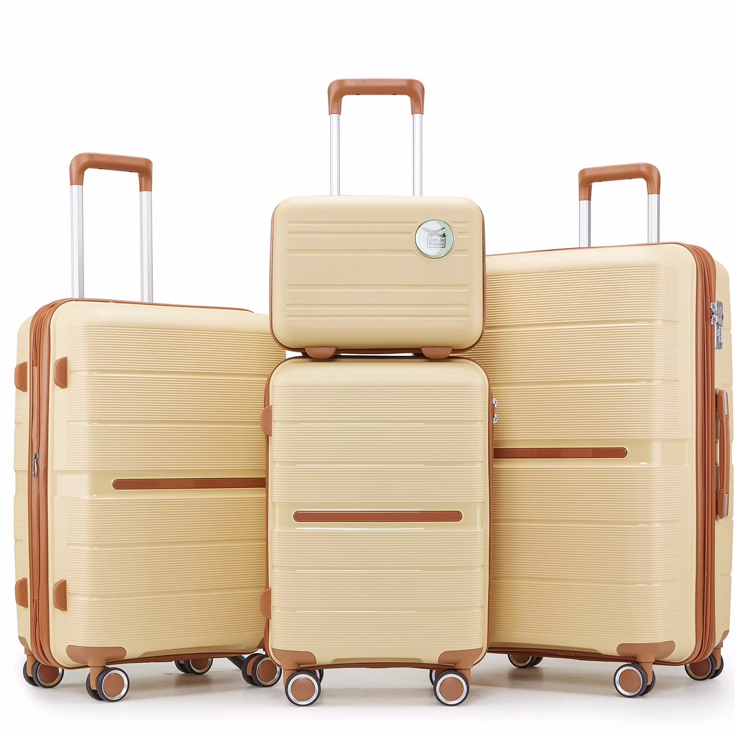 4 Piece Luggage Set, Expandable Lightweight Suitcase Set, PP Materials Travel Luggage with TSA Lock Spinner Wheels, White (14/20/24/28) - Image 7