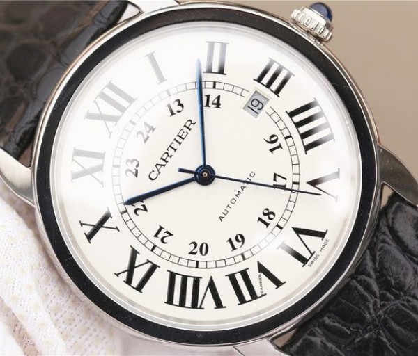 Replica Cartier ZF Ronde de Cartier 42mm White Dial Leather Strap MIYOTA 9015 - Top club