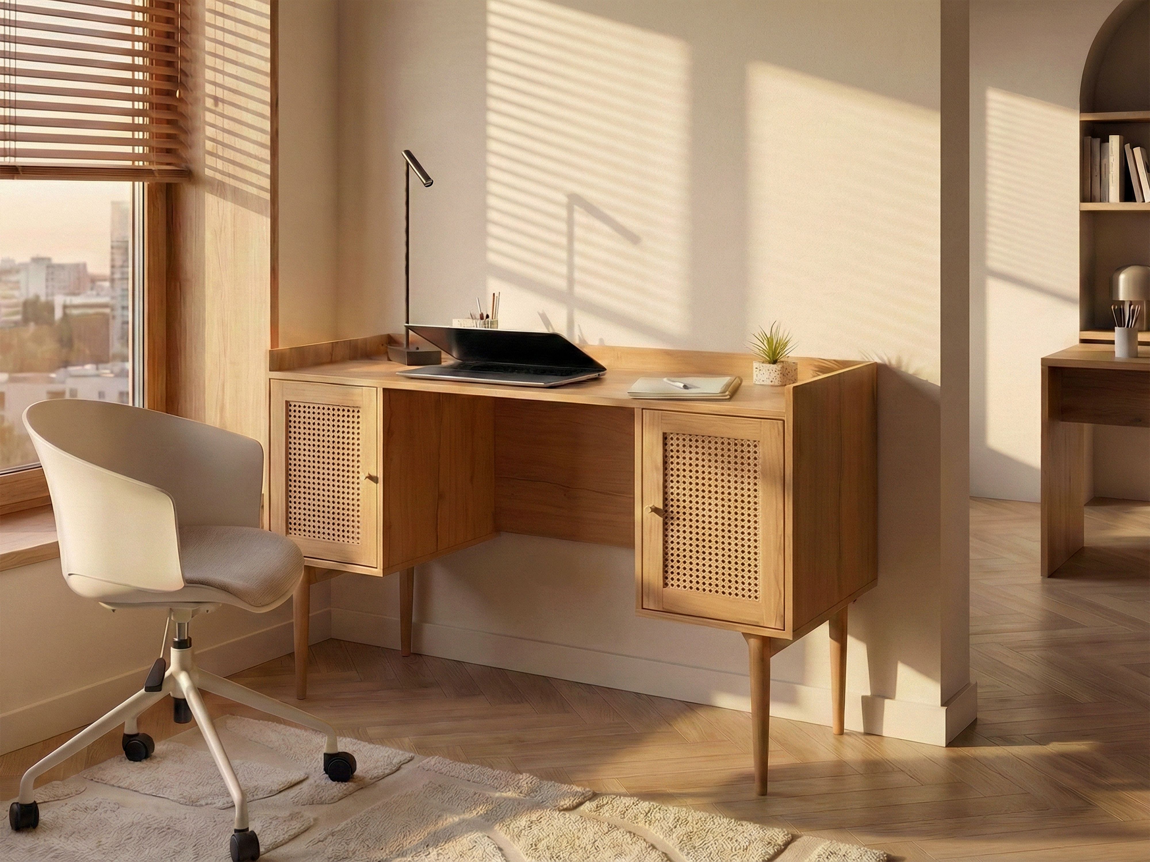 Home Office Desk RATANA Light Brown 130 cm 50 cm