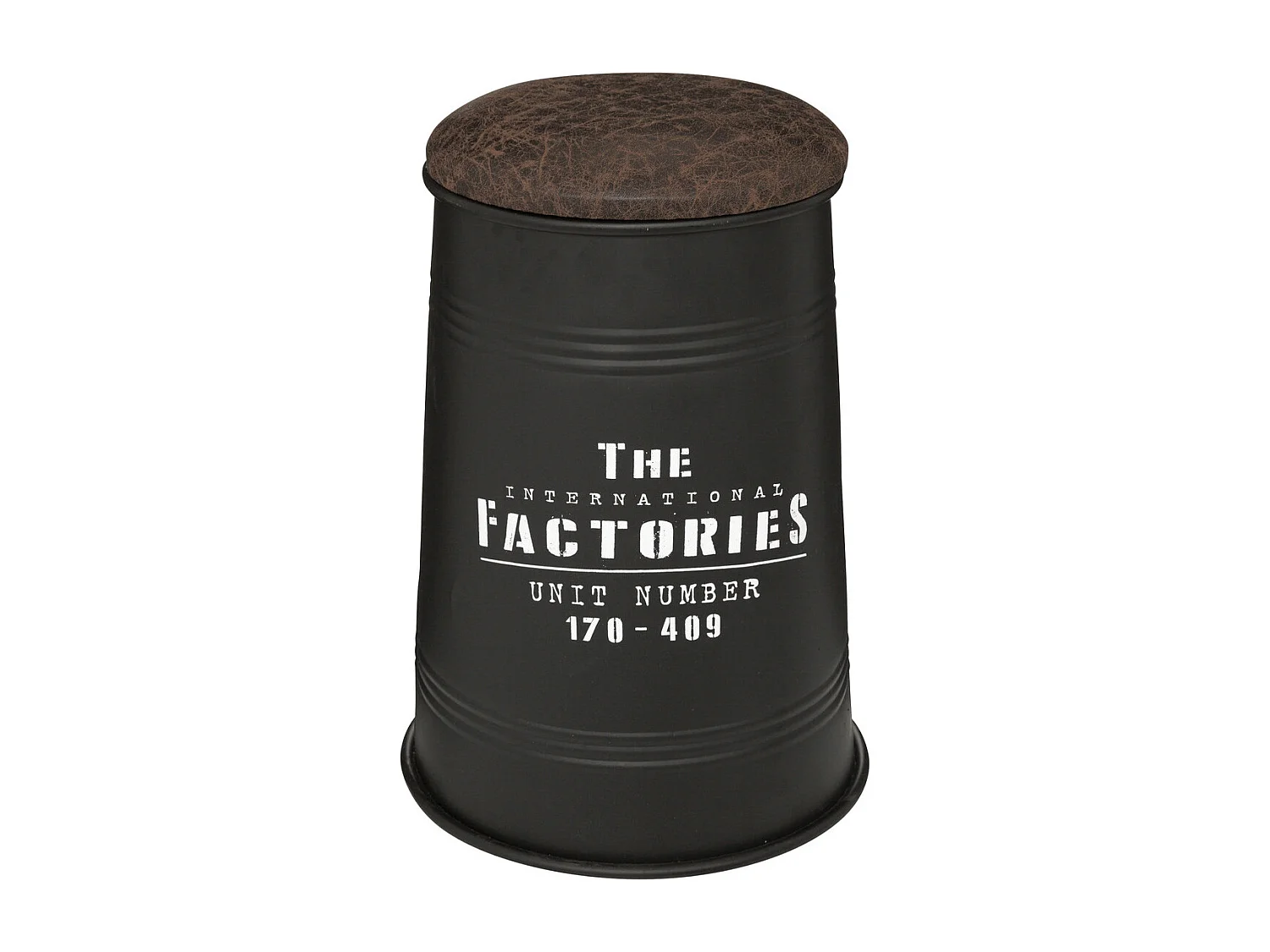 Pouf Bidon avec Coffre de rangement en Métal Noir style industriel