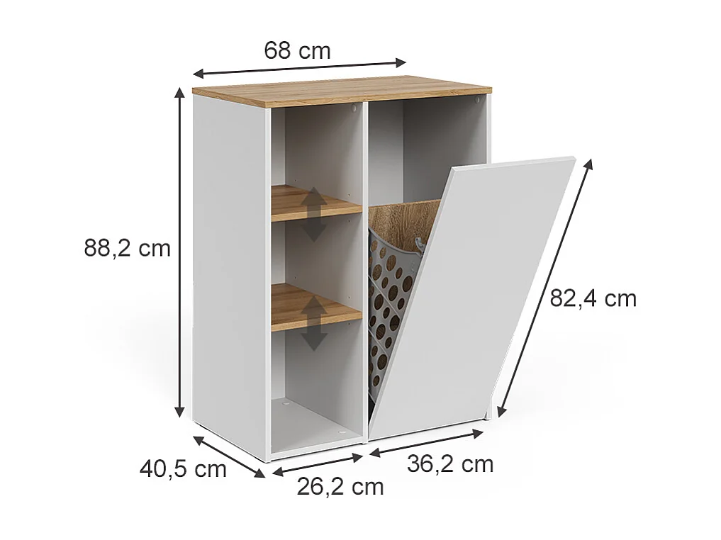 Armoire de salle de bain blanc/artisan 68x40.5x88.2 viktor