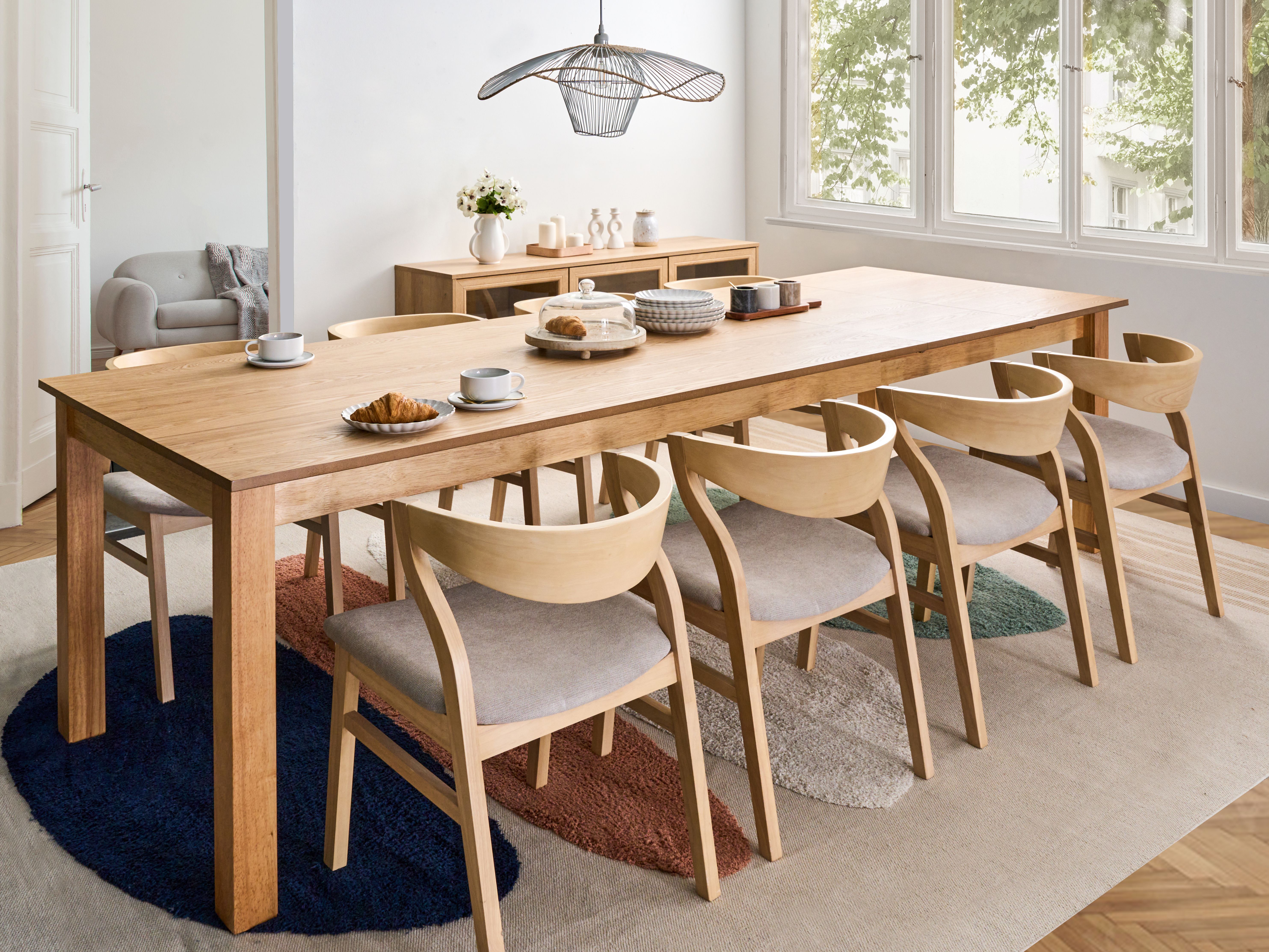 Extending Dining Table MADURA Light Ash Wood 180/280 cm 100 cm